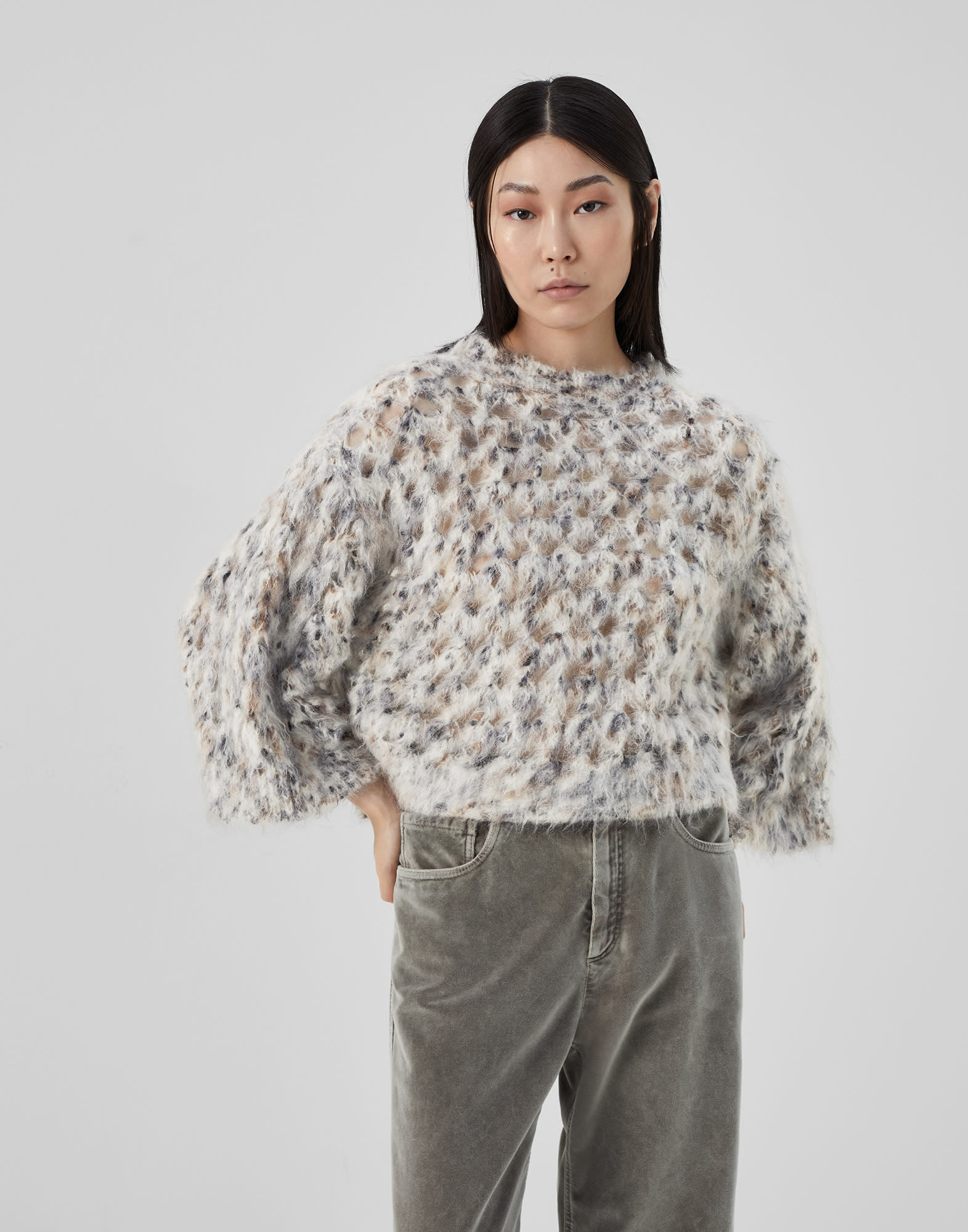 Mohair, wool and cotton sweater
