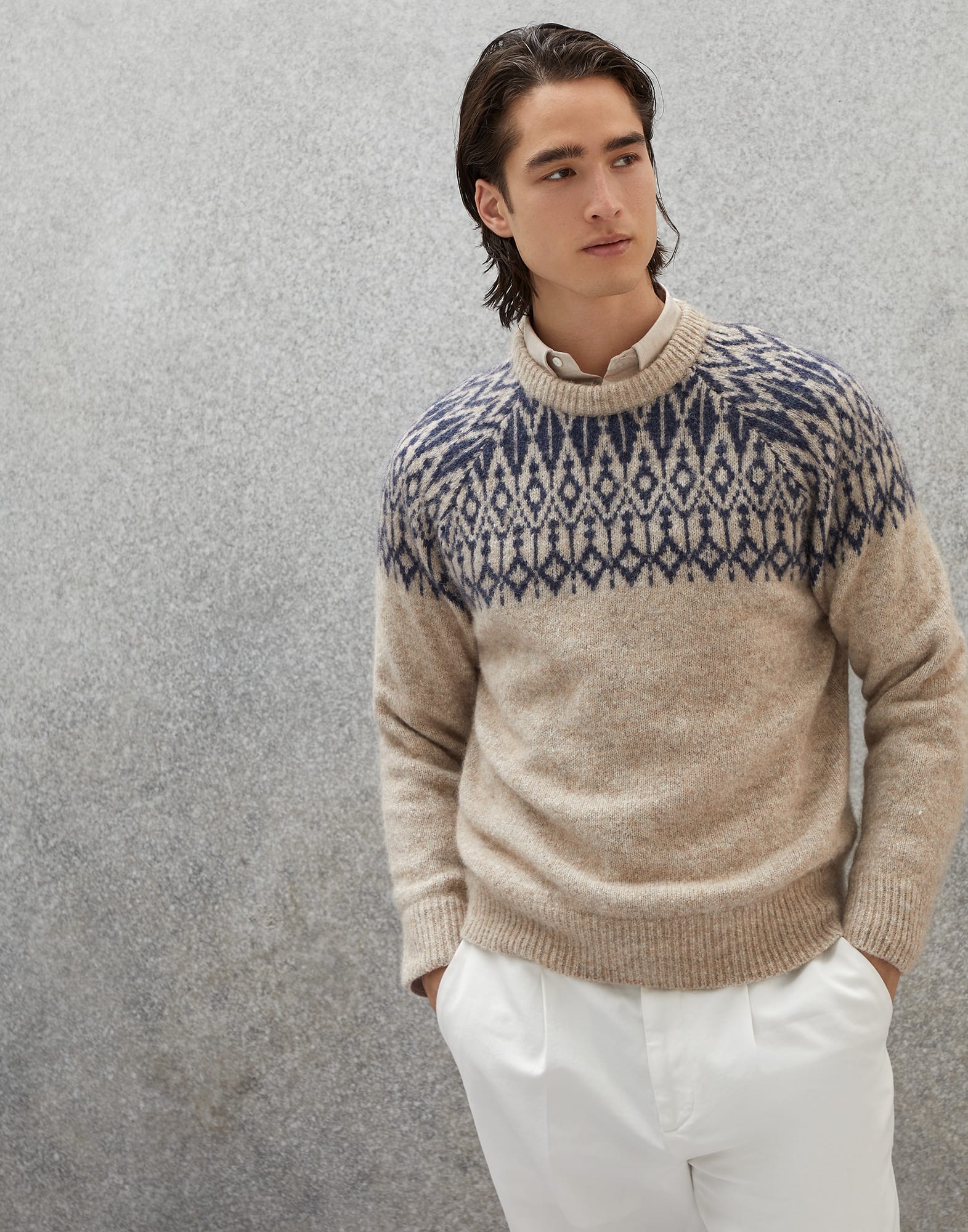 Jacquard sweater 232MSO504200 for Man Brunello Cucinelli