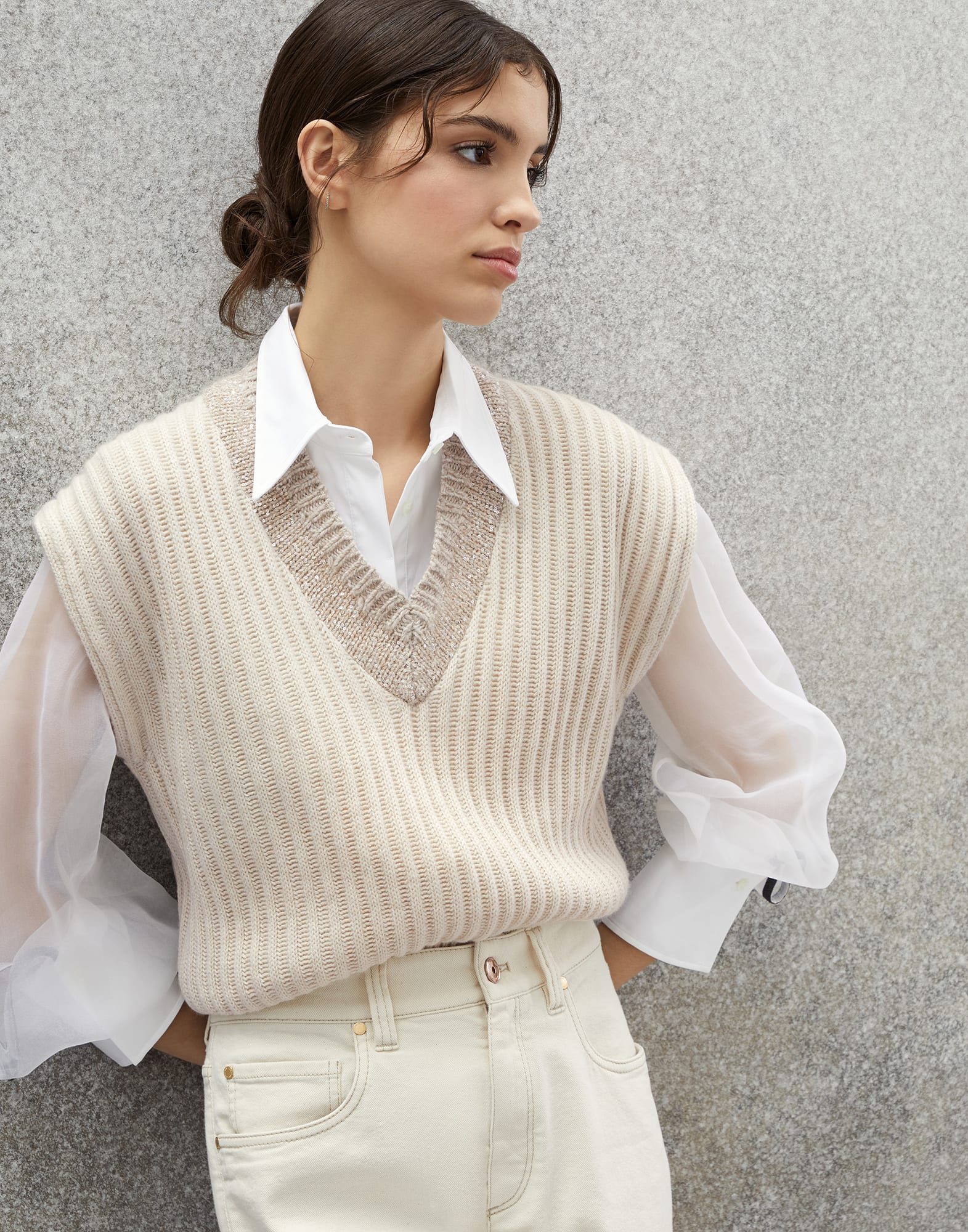 Cashmere knit vest (232M12511602) for Woman