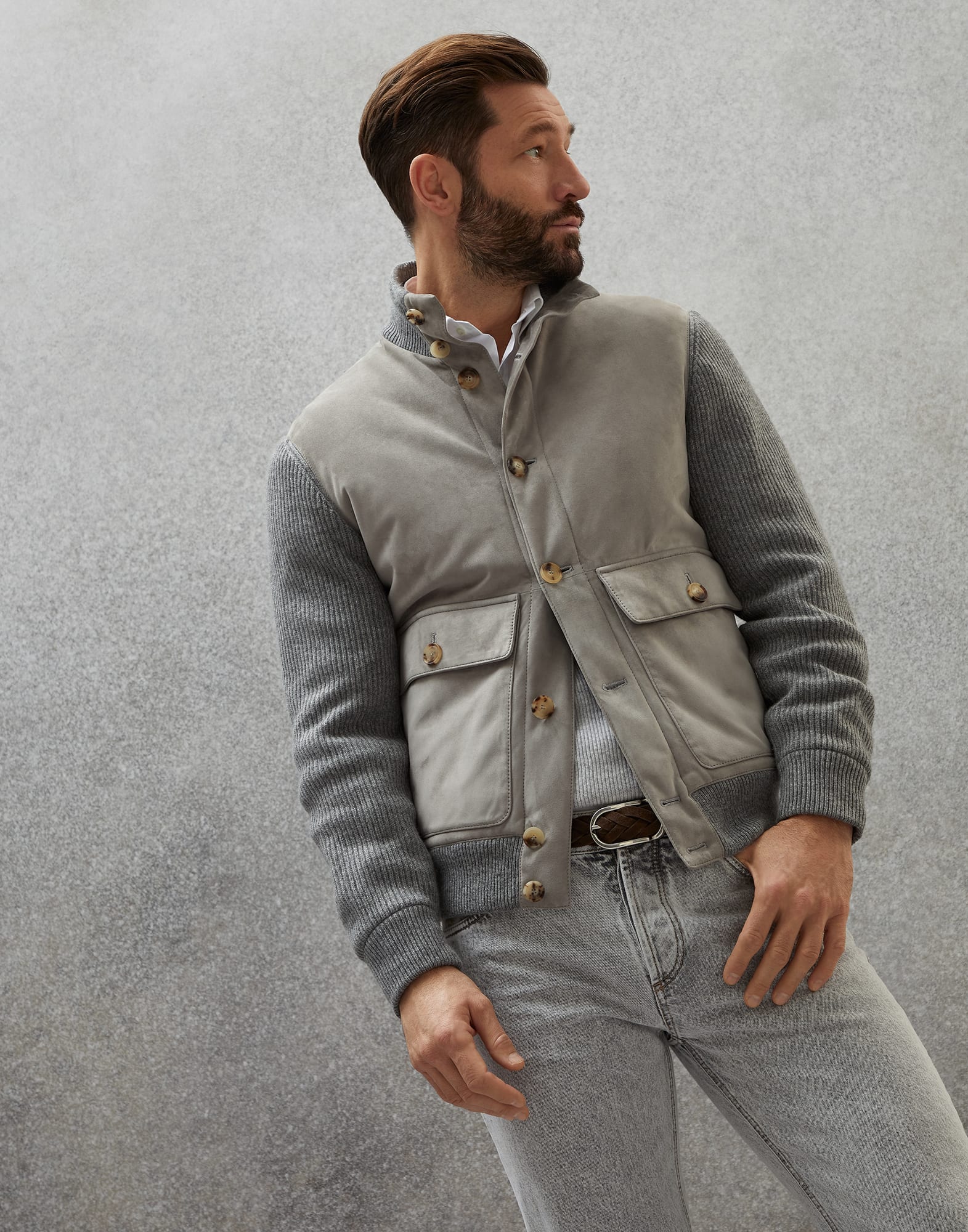 Brunello cucinelli suede jacket best sale