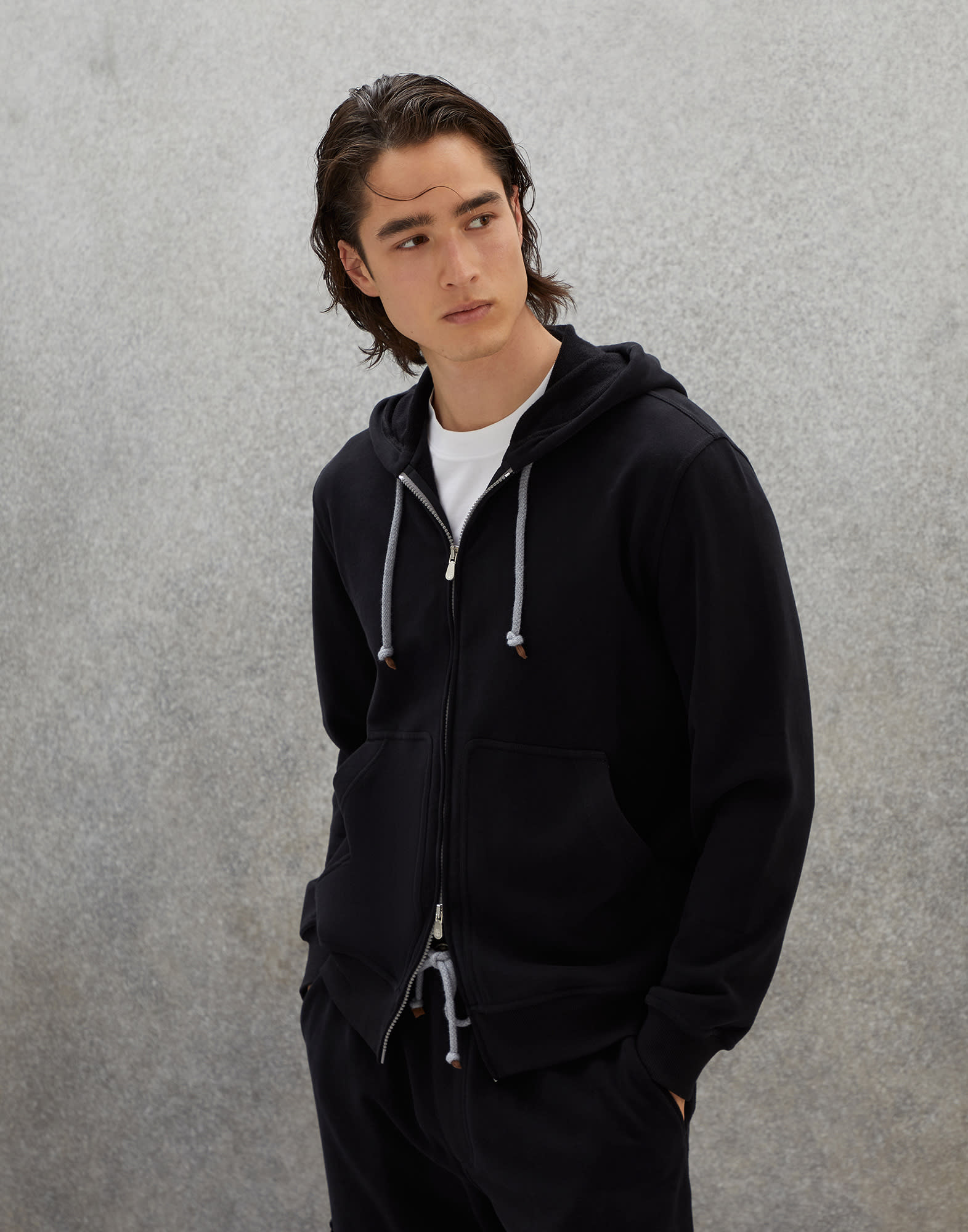 Mens cotton zip up best sale hoodie