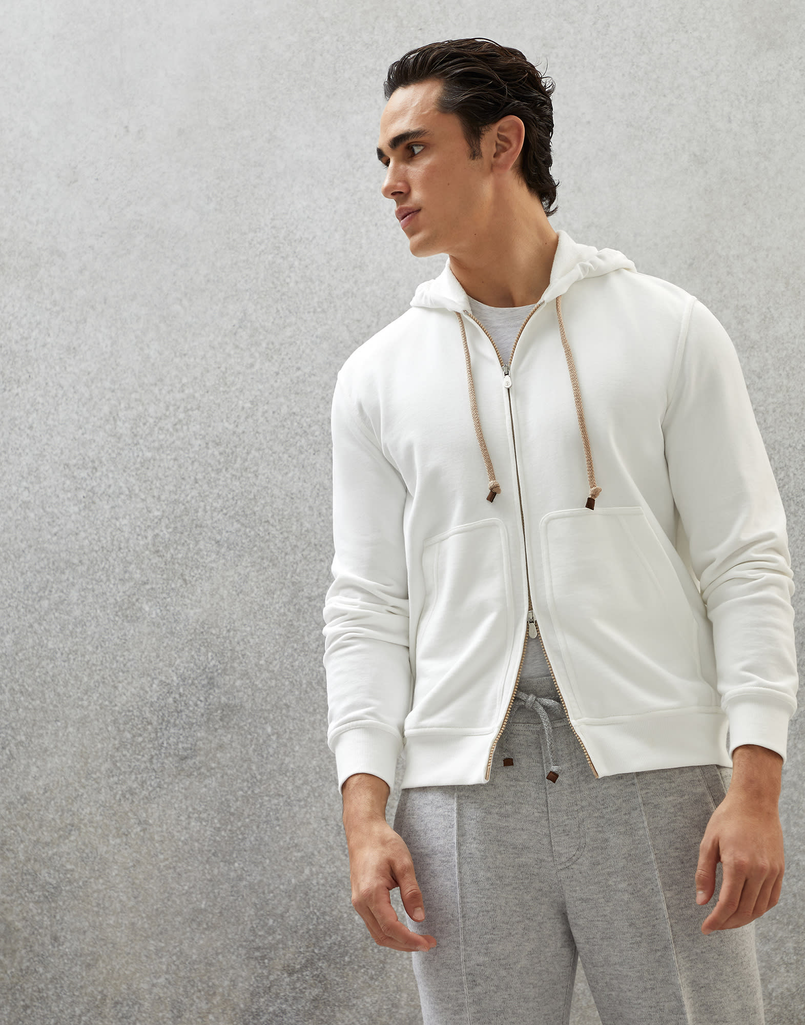 White zip up best sale sweatshirt