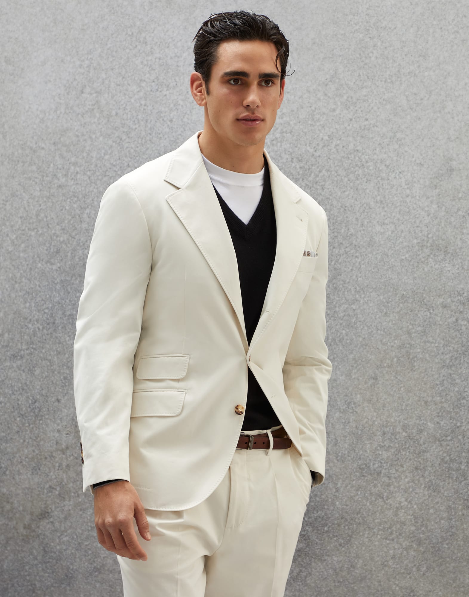 Бесподкладочный пиджак Cavallo Белый с Сероватым Оттенком Мужчина - Brunello Cucinelli