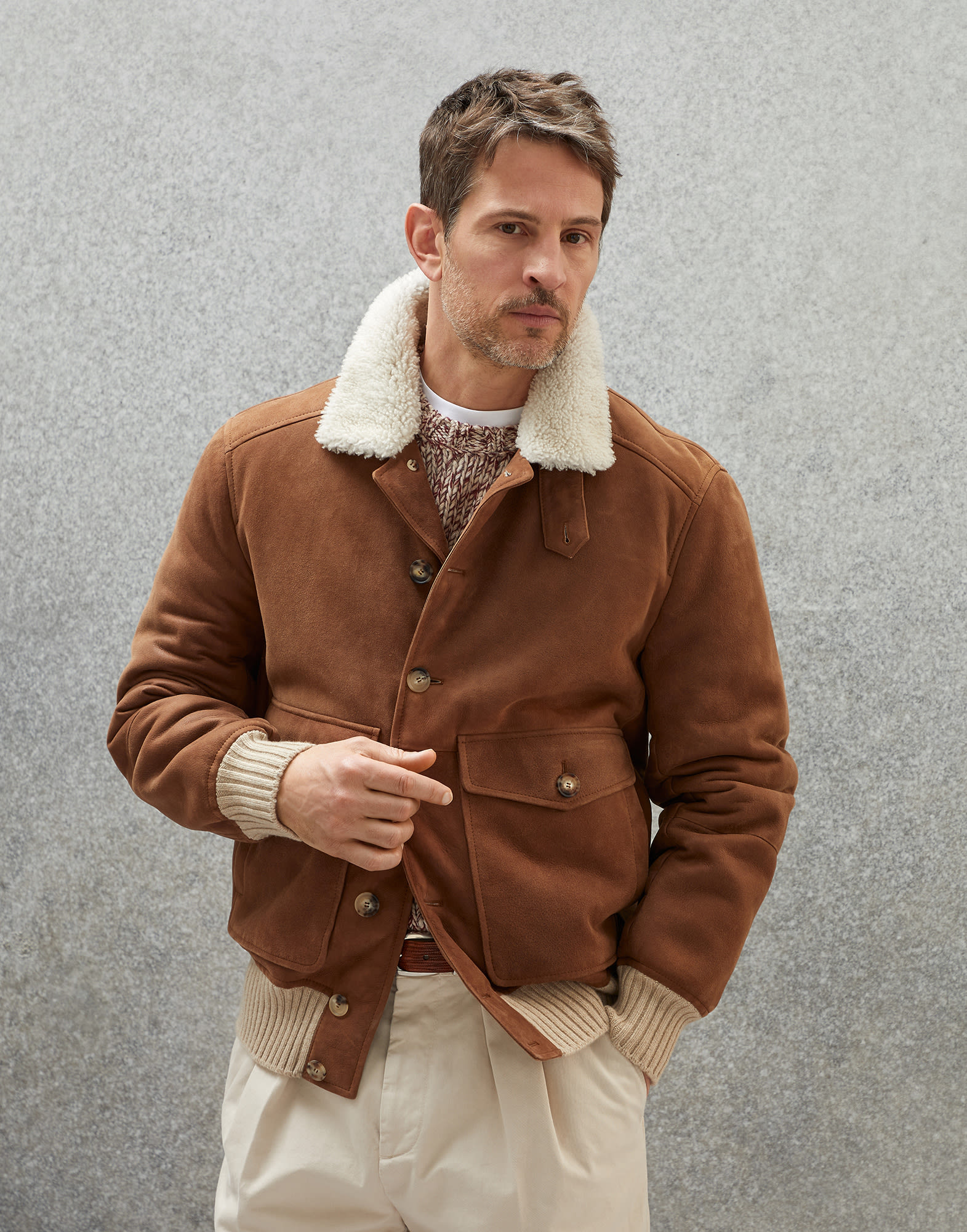Shearling Aviator Jacket in Otter - Men | Burberry® Official