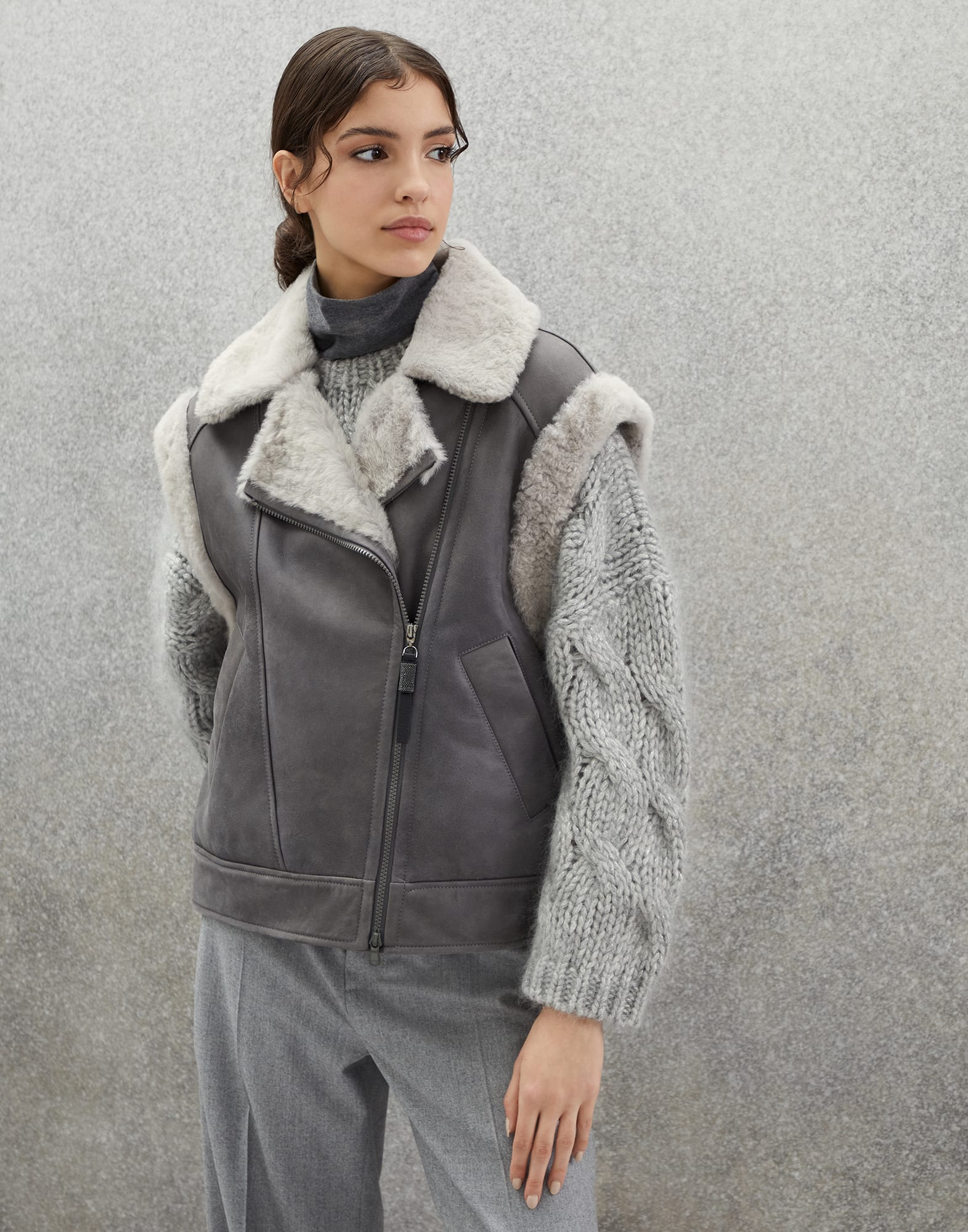 Fuzzy shearling clearance jacket