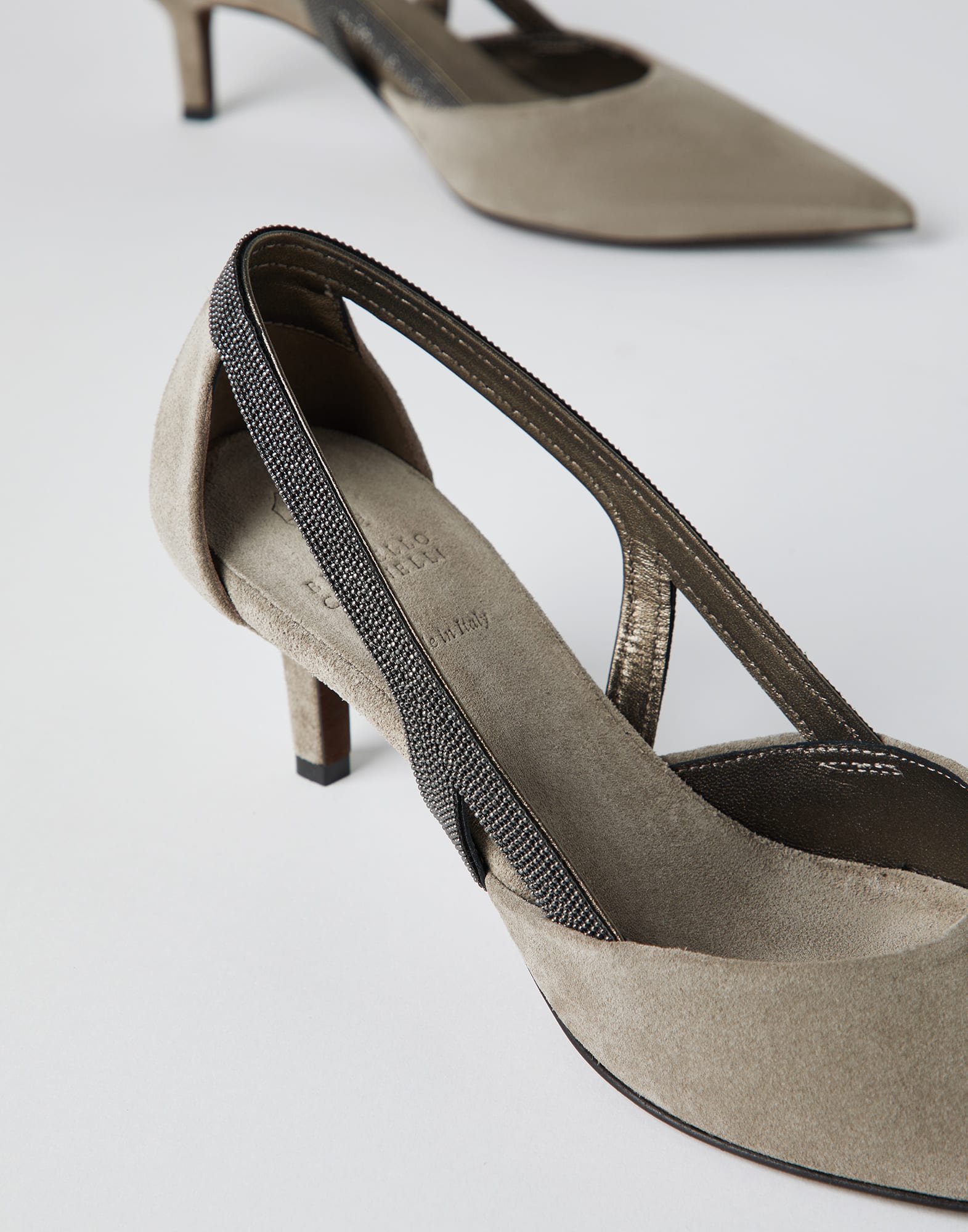 City heels with monili Mud Woman - Brunello Cucinelli