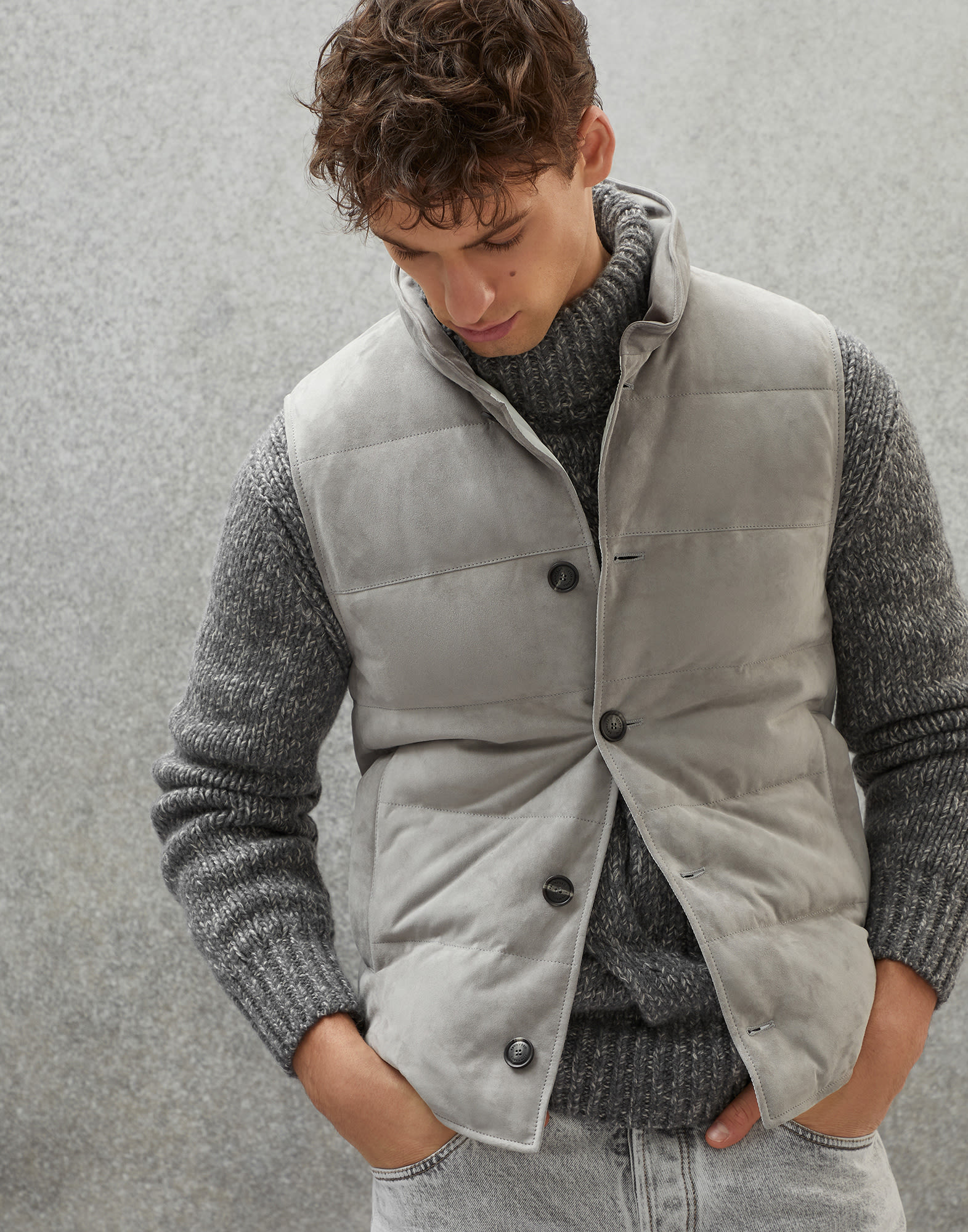 Suede down vest