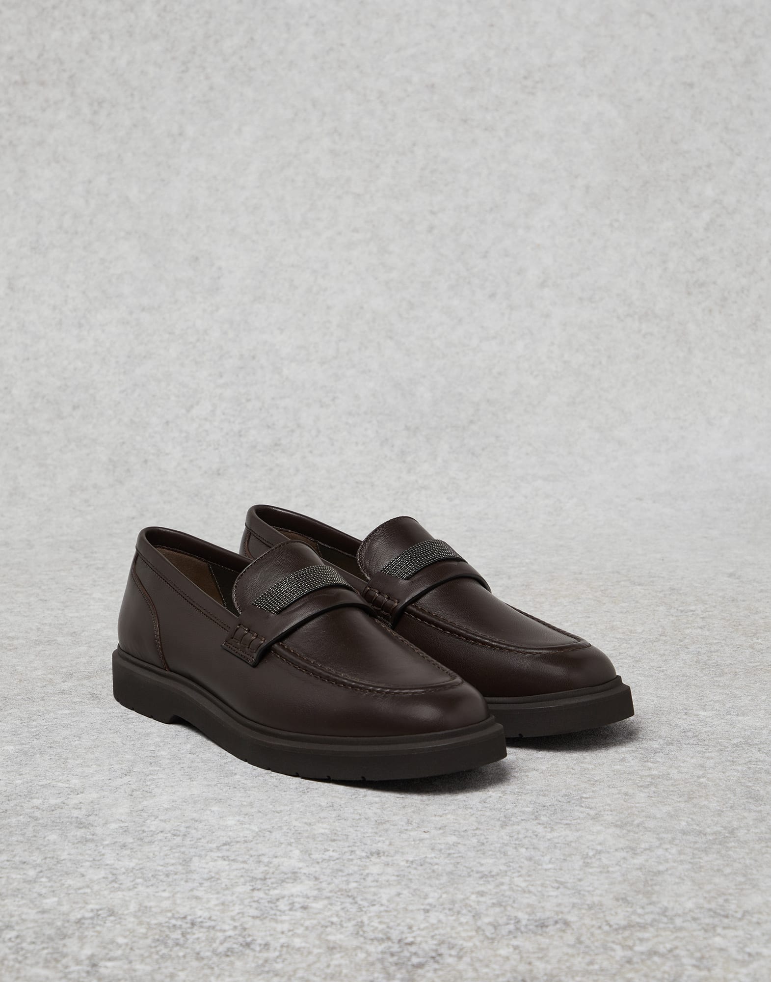 Loafers with monili Rust Brown Woman - Brunello Cucinelli