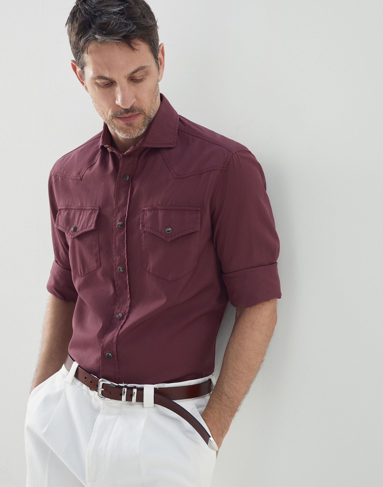 Easy fit shirt Grape Man - Brunello Cucinelli