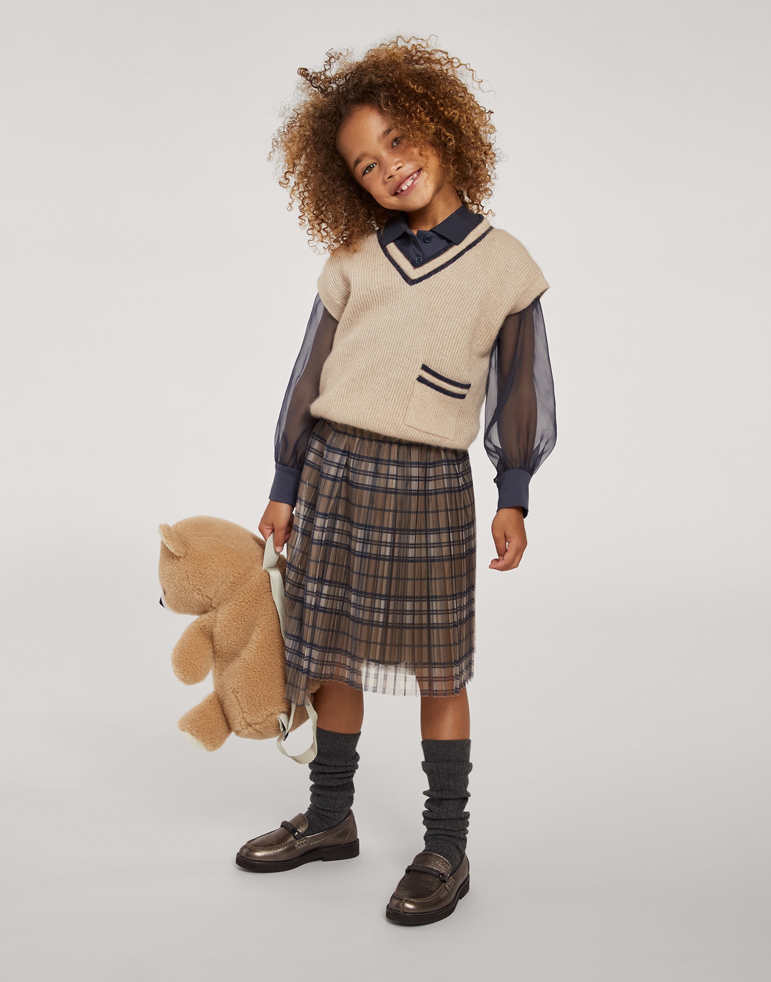 Brown plaid store skirt vest