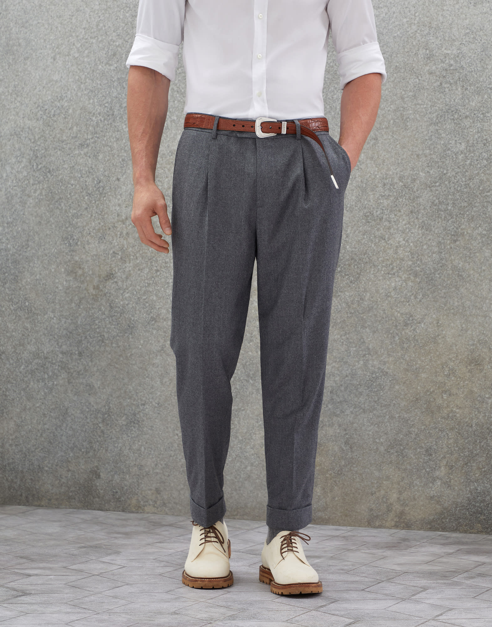 Business Straight Fit Pleated Trousers