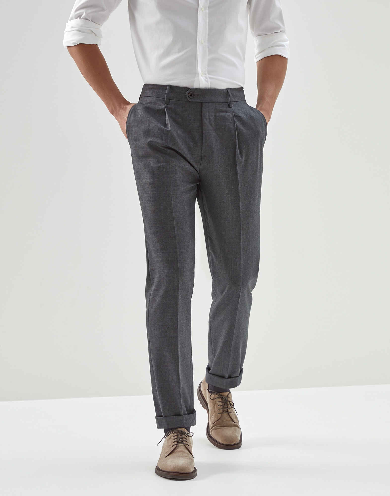 Formal Slim Fit Wool Trousers | Grey | Tommy Hilfiger