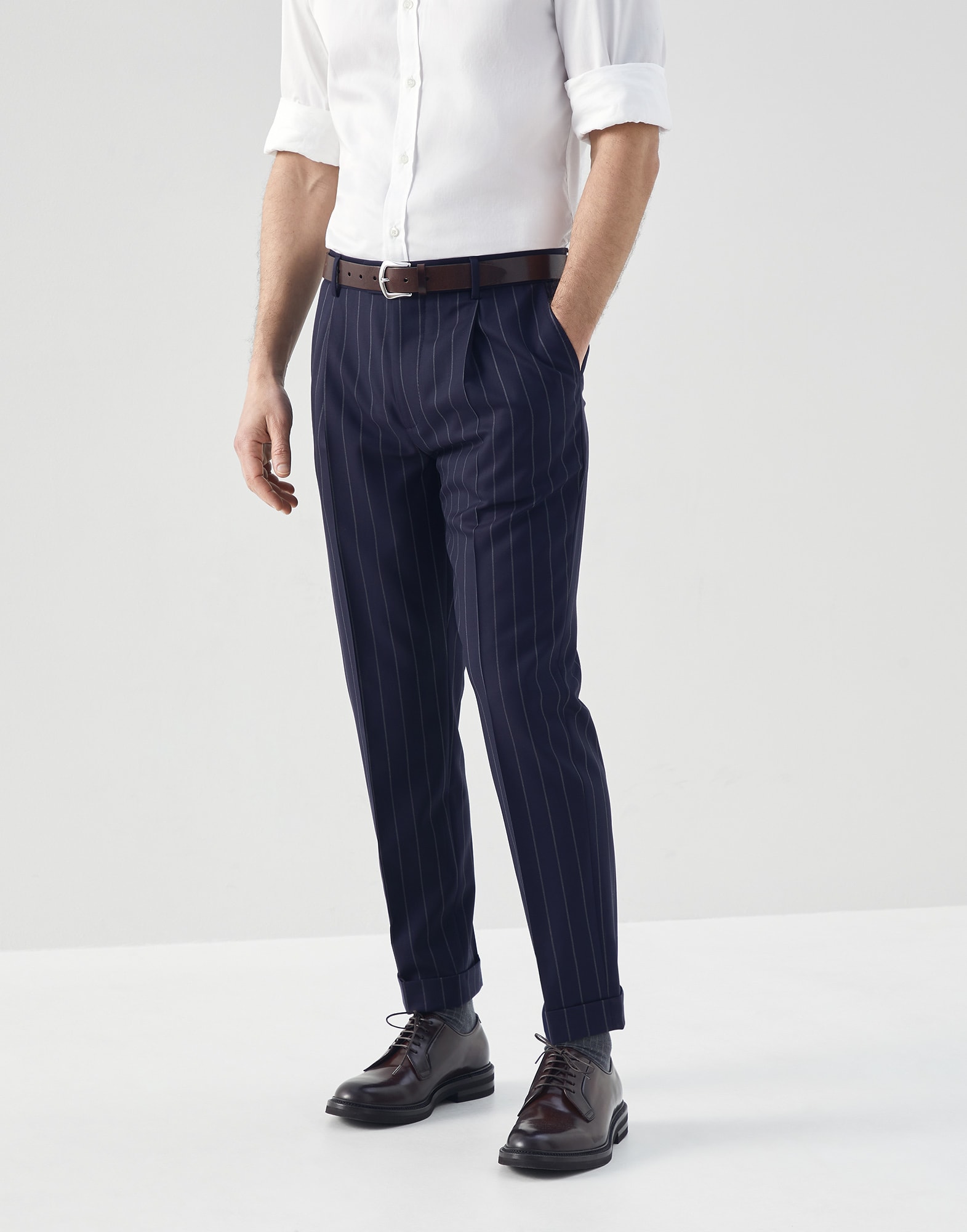 Black Striped Trousers for Men - Fursac A2AVAY-AA08-A011