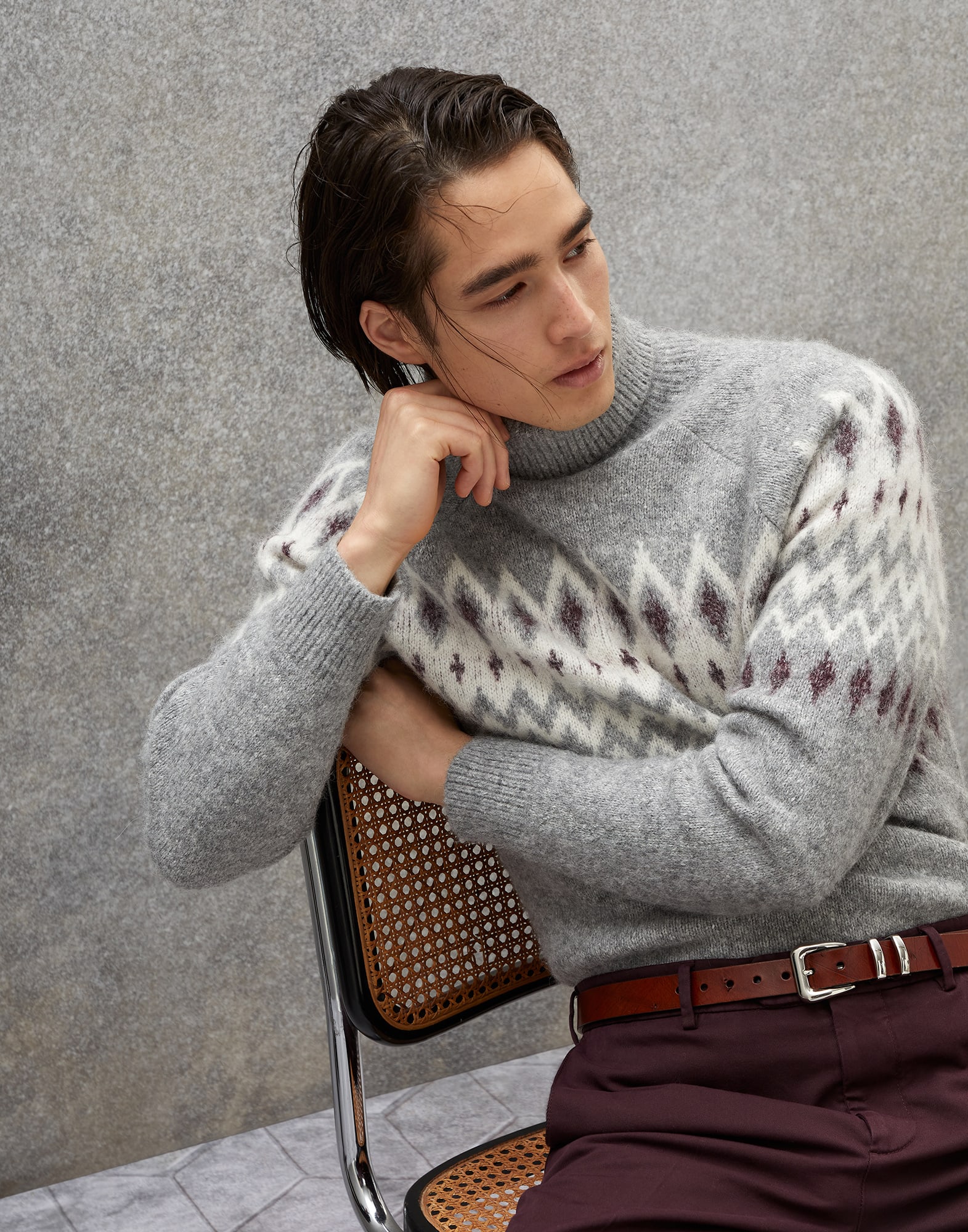Jacquard sweater Grey Man - Brunello Cucinelli