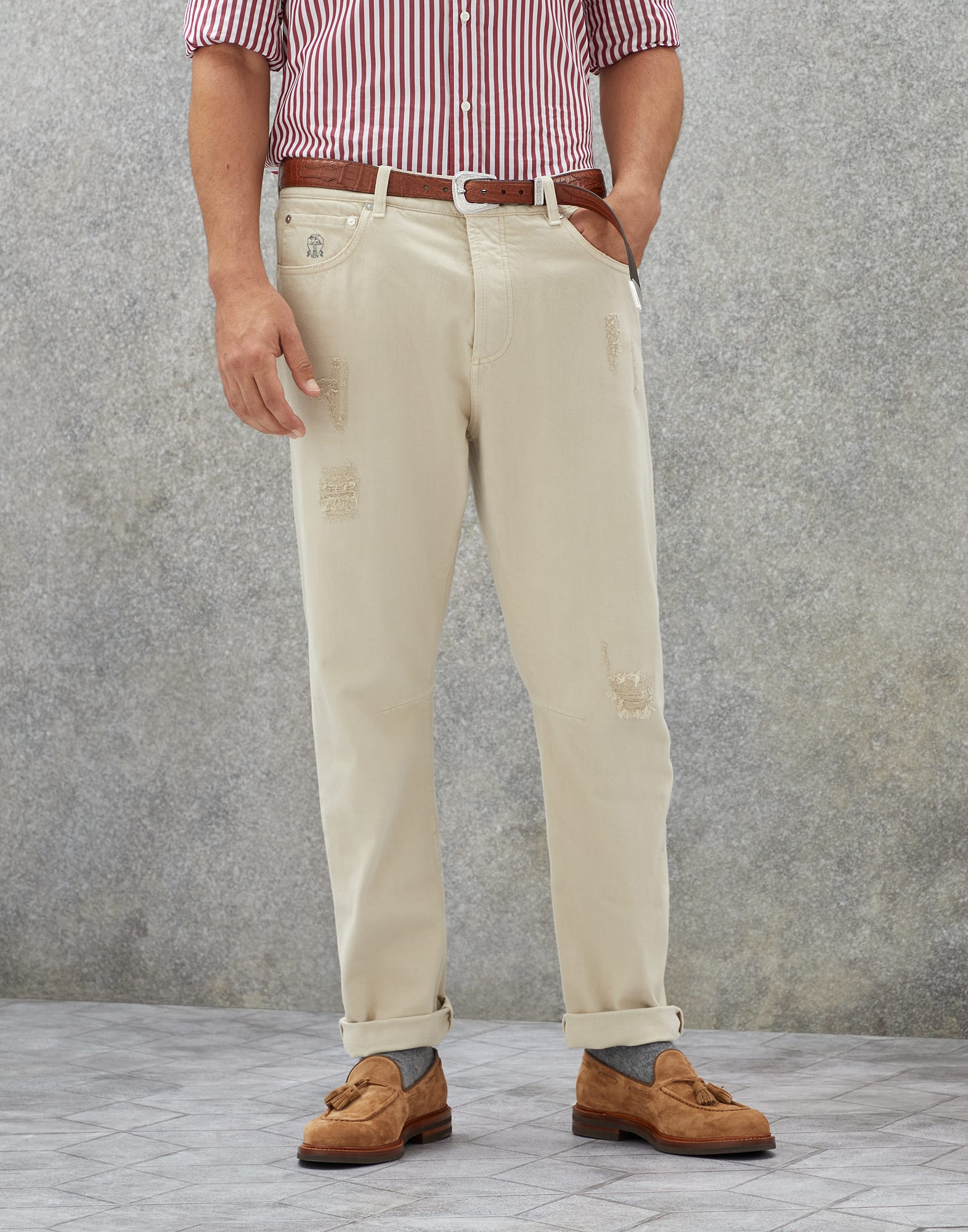 Denim trousers with rips (232M262PX2340) for Man