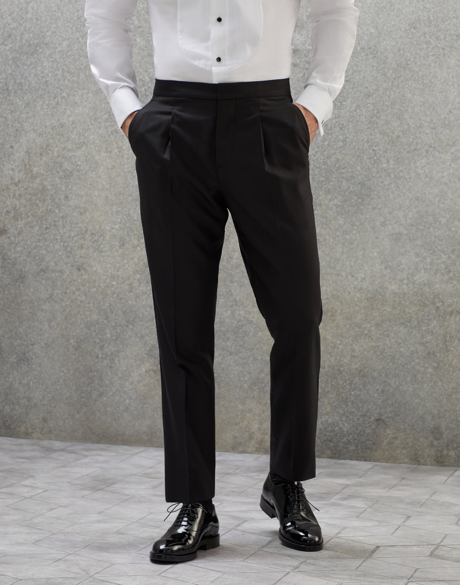 Tuxedo trousers with pleats Black Man - Brunello Cucinelli