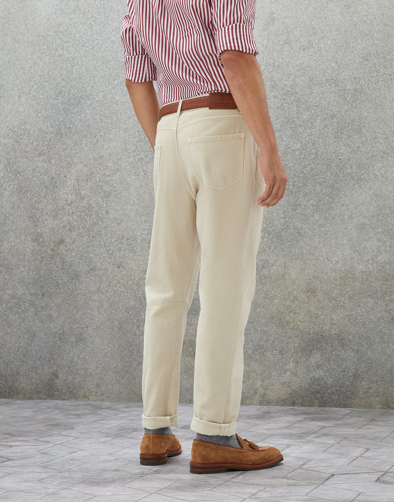 Denim trousers with rips (232M262PX2340) for Man | Brunello Cucinelli