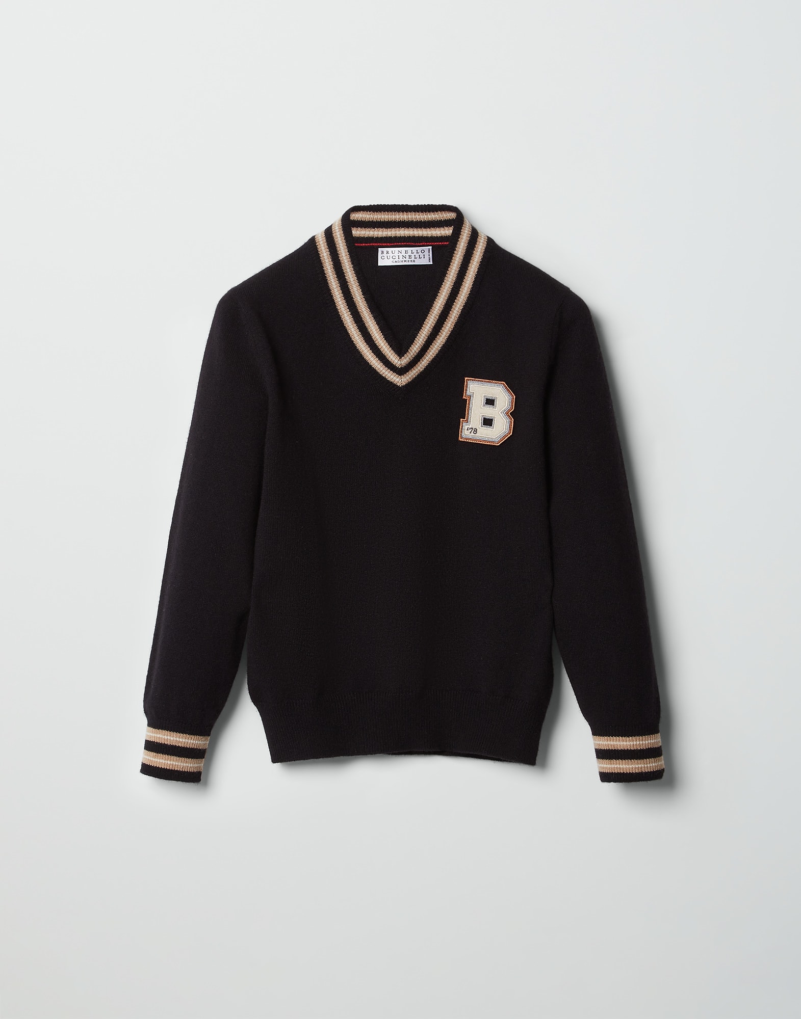 Cashmere sweater with patch Black Boys - Brunello Cucinelli
