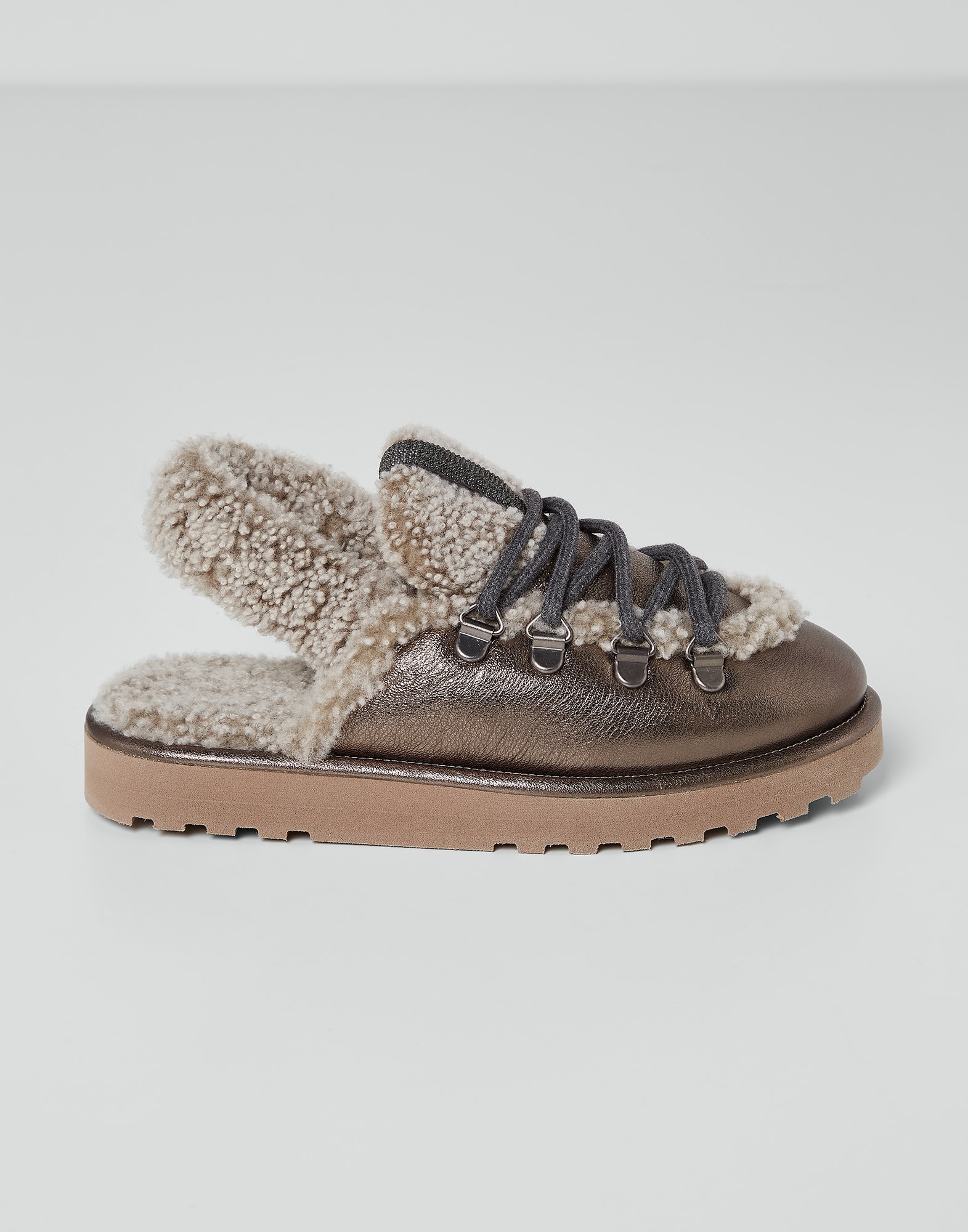 Lam leather and shearling slippers 232BZFAY0G235C877811 for