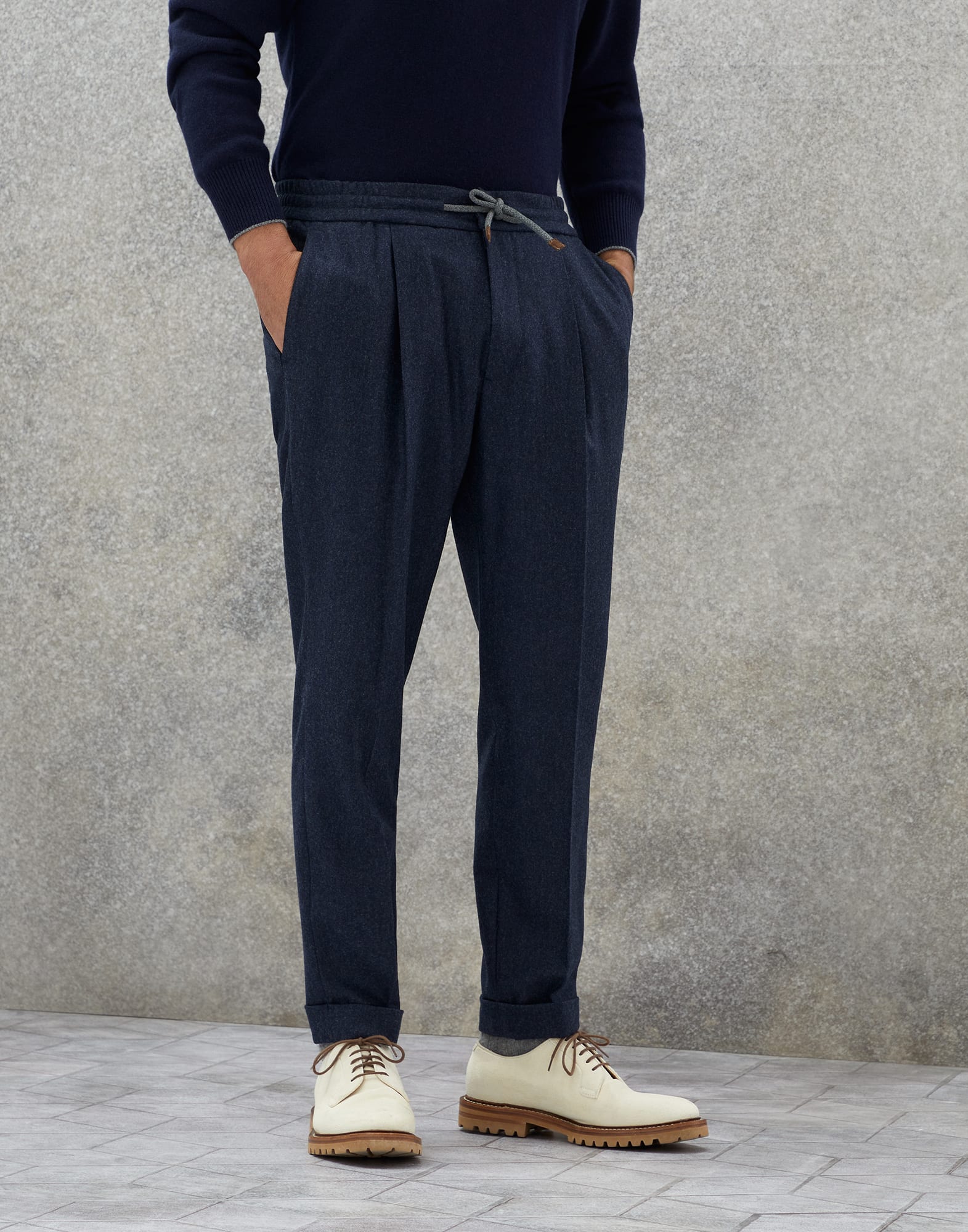 Trousers with drawstring (232M038PE1740) for Man | Brunello Cucinelli