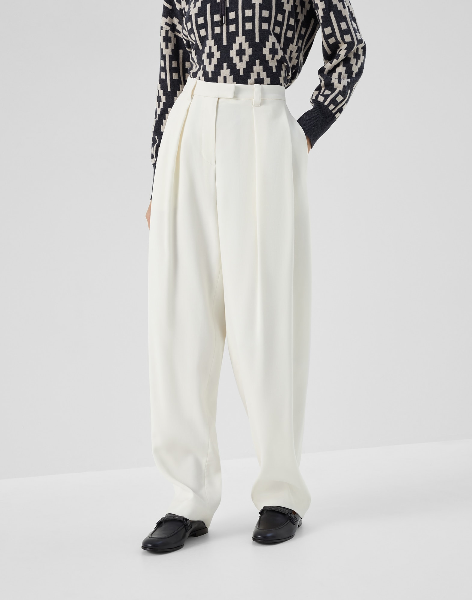 Relaxed Slouchy Trousers Natural Woman - Brunello Cucinelli