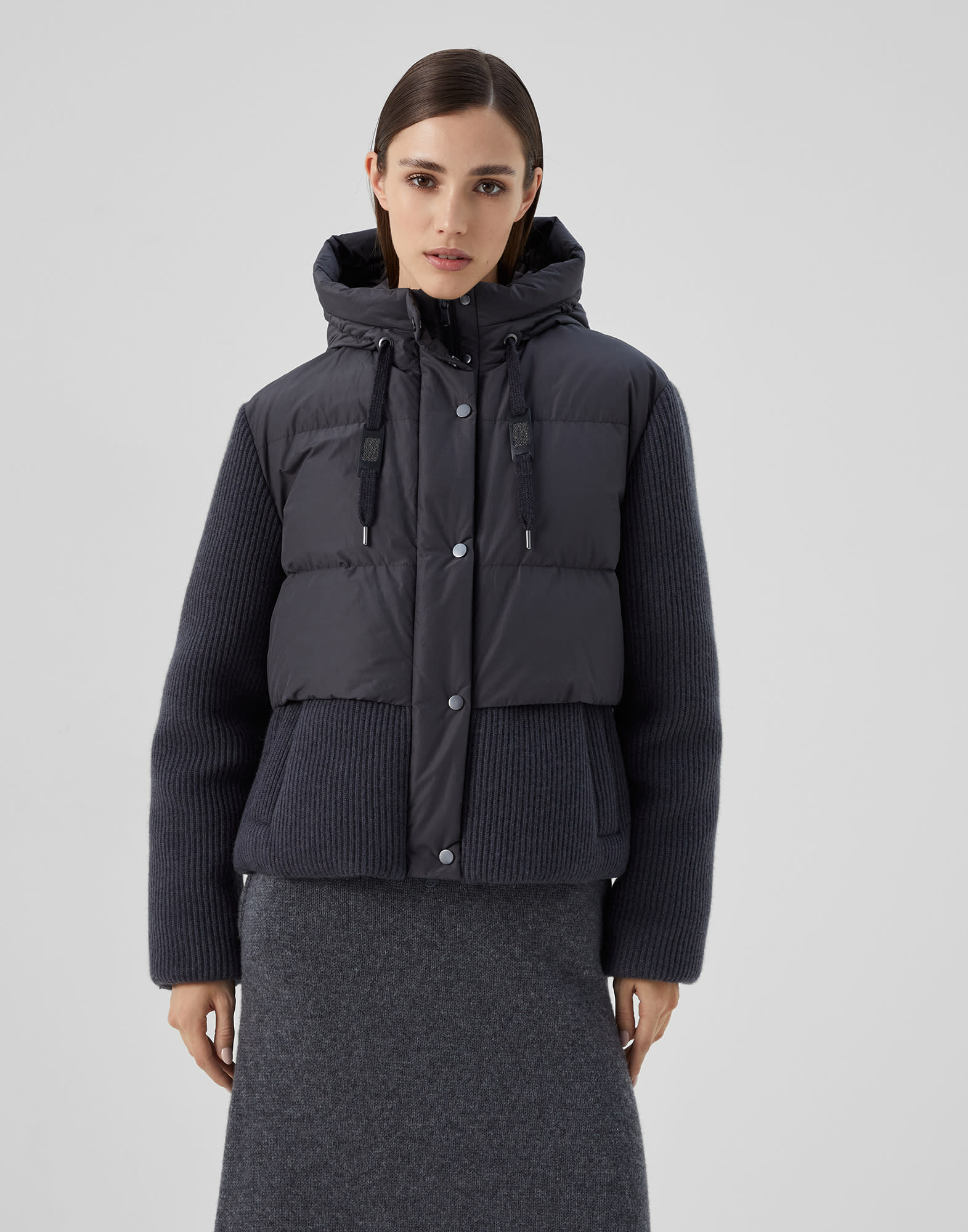 Panel down jacket Charcoal Woman - Brunello Cucinelli