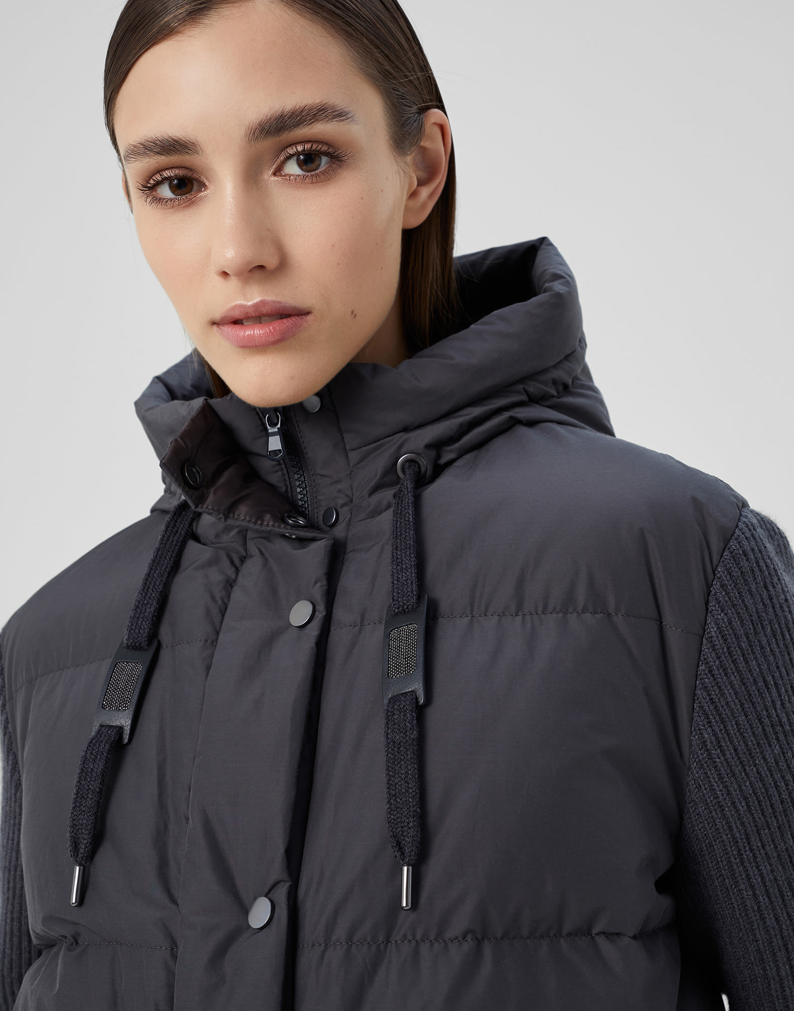 Panel down jacket Charcoal Woman - Brunello Cucinelli