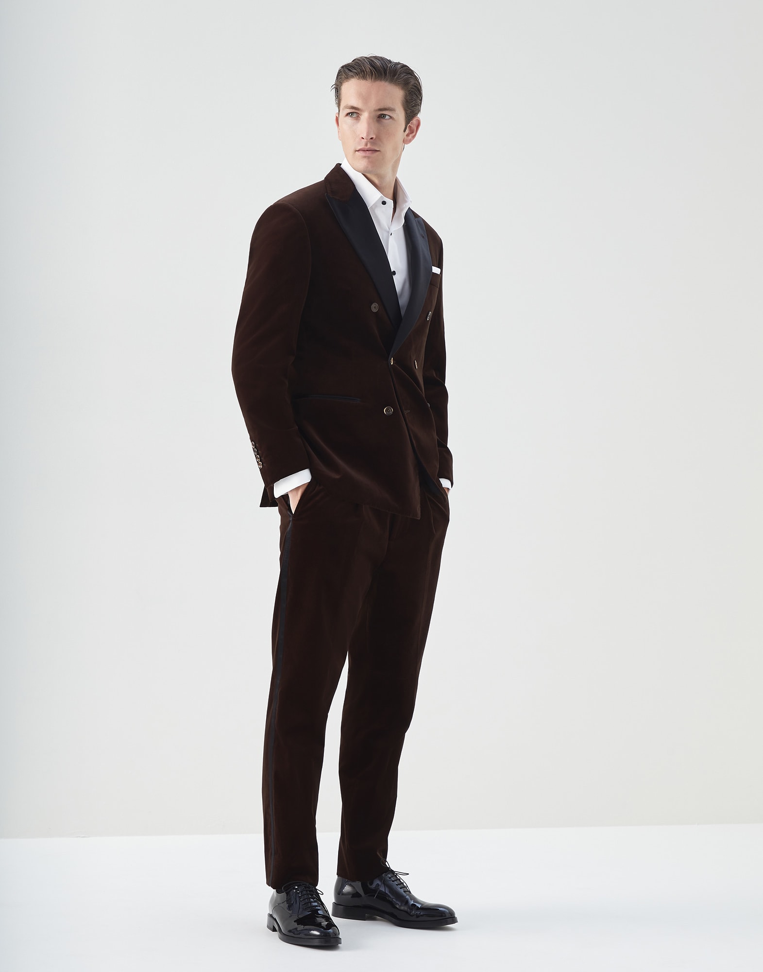 Tuxedo with one and a half breasted jacket
