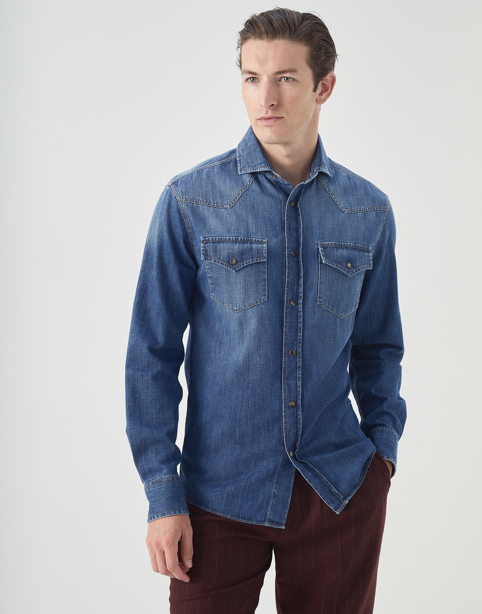 Large hot sale denim shirt