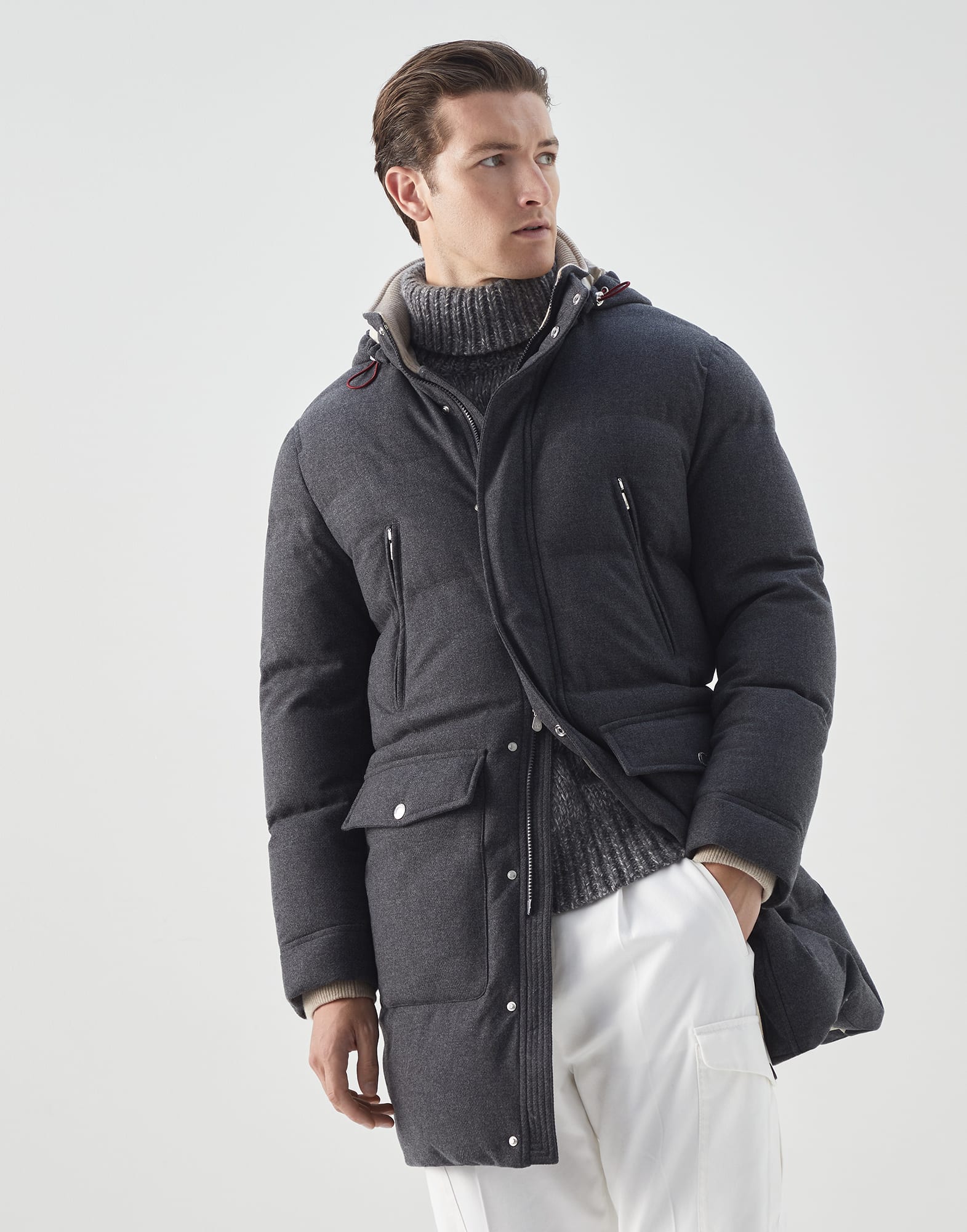 Down jacket with detachable hood (232MM4851827) for Man | Brunello ...