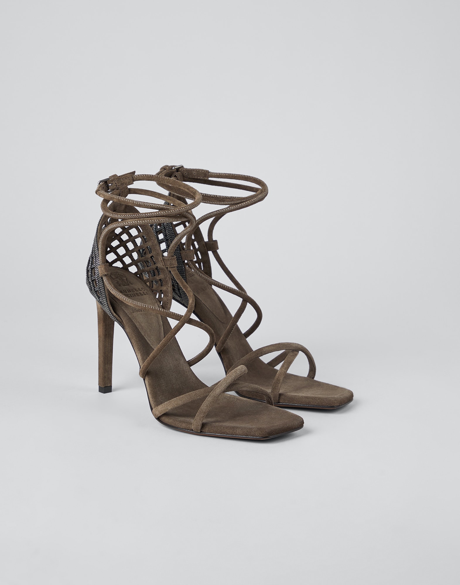 Snake Skin Open Toe High Heel with Laces