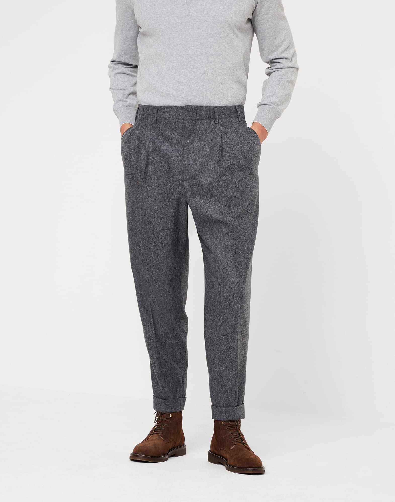 Grey Flannel Sports Front Pleat Trousers | New & Lingwood
