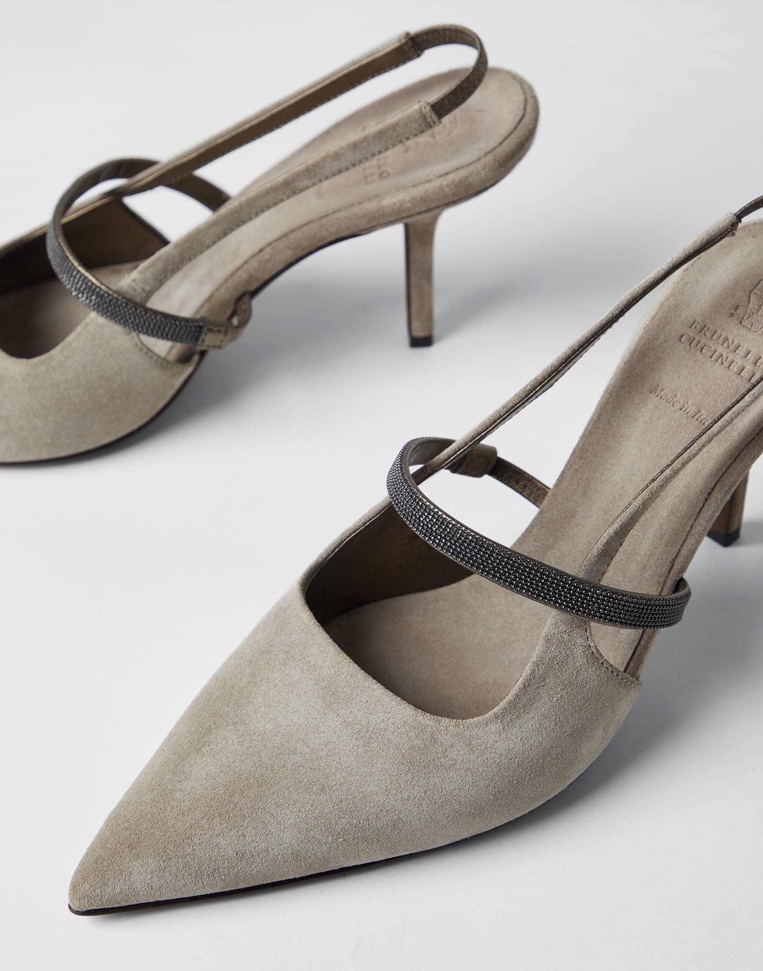 Zapatos de tacón en piel de ante Barro Mujer - Brunello Cucinelli