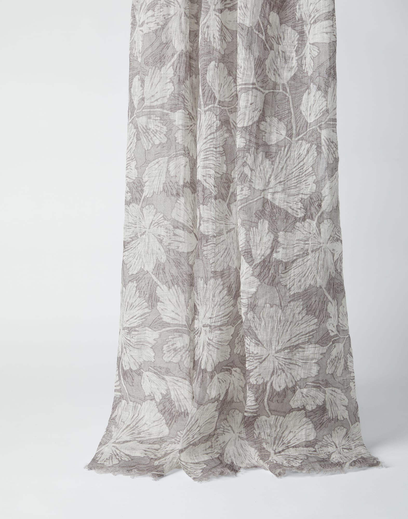 Linen scarf with pattern Light Grey Woman - Brunello Cucinelli
