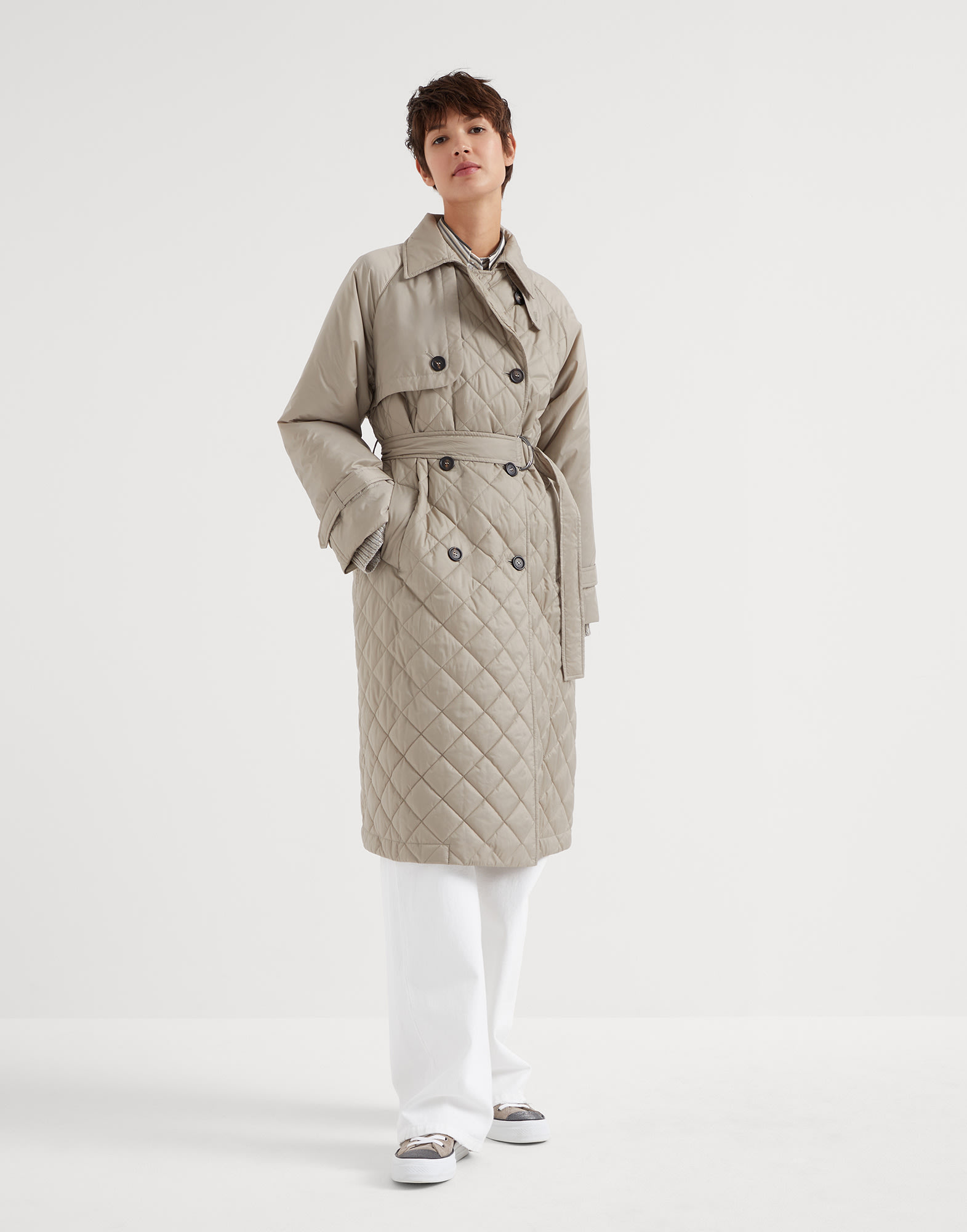 Trench coat Taupe Woman - Brunello Cucinelli