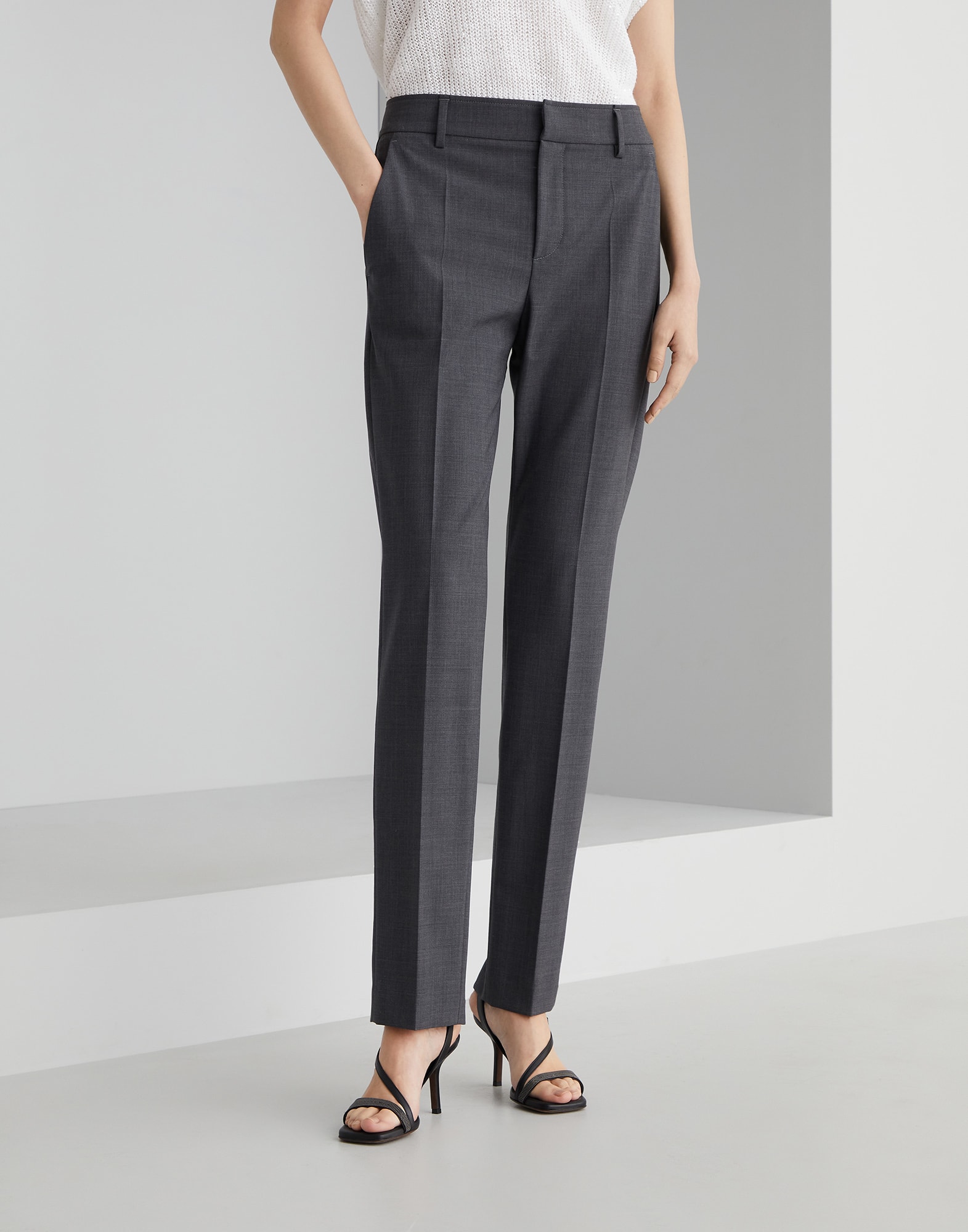 Womens grey deals cigarette trousers