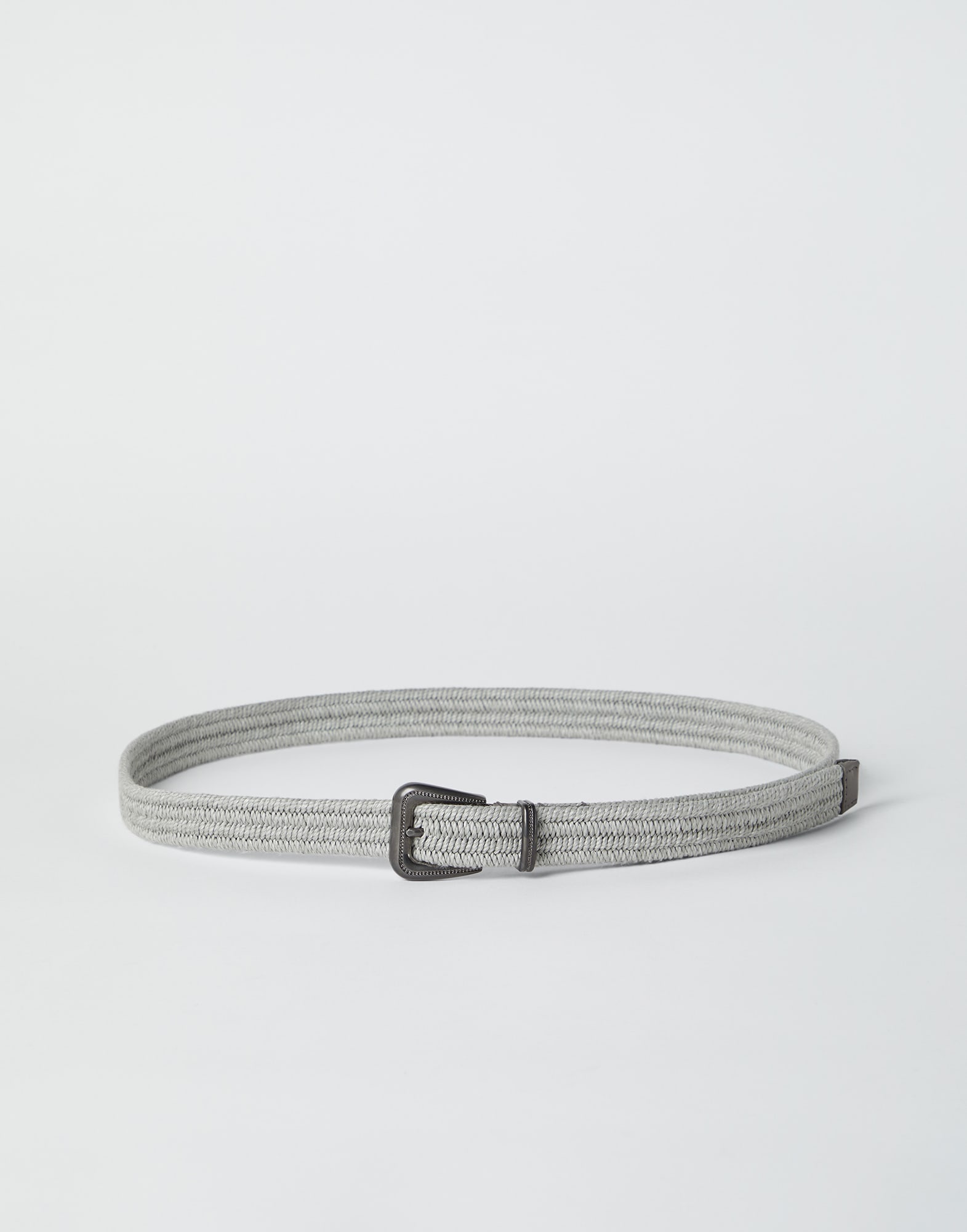 Cinturón de lino trenzado Gris Claro Mujer - Brunello Cucinelli