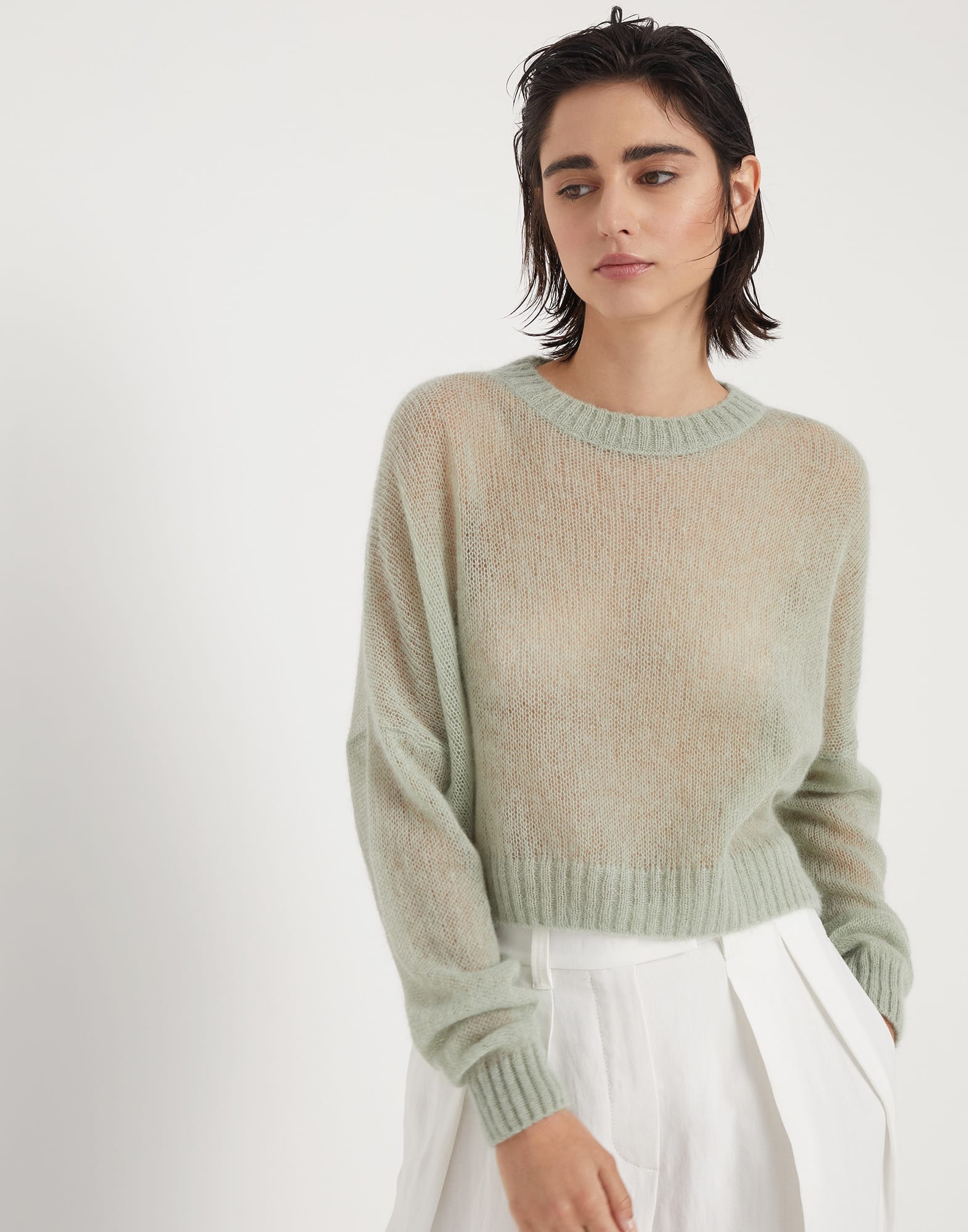 Cropped 2025 mohair sweater