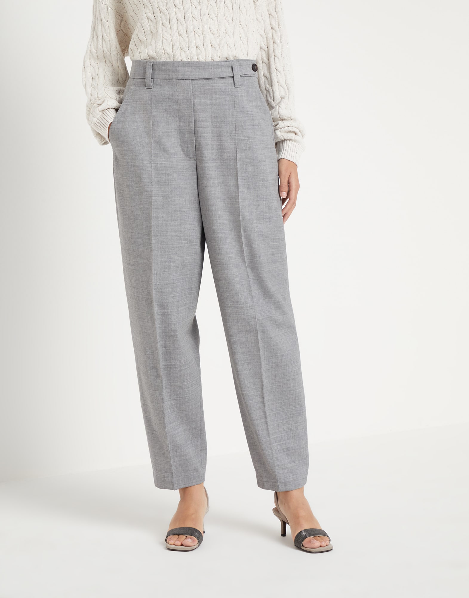 Wool trousers Light Grey Woman - Brunello Cucinelli