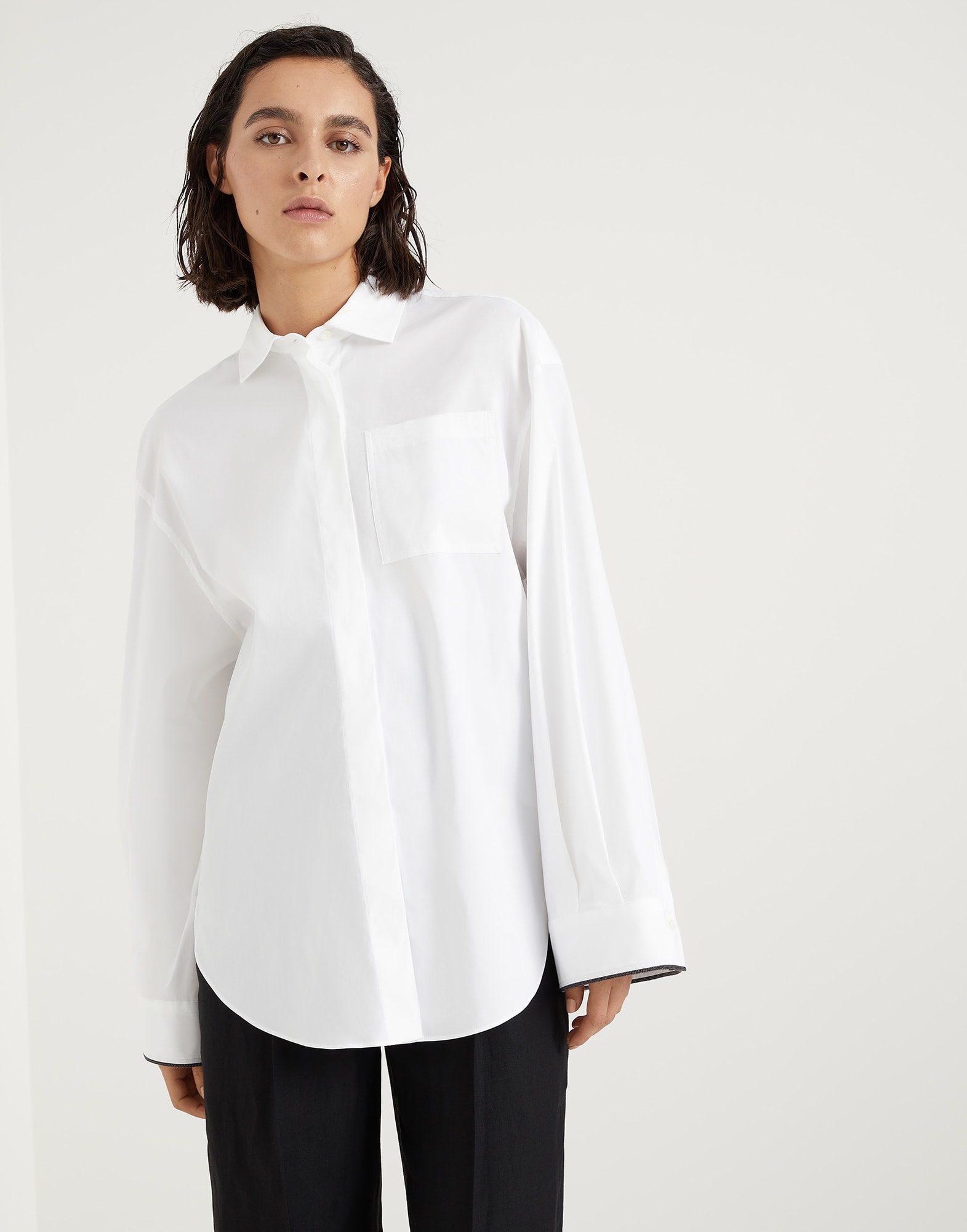 Bluse aus Baumwolle Weiß Damen - Brunello Cucinelli