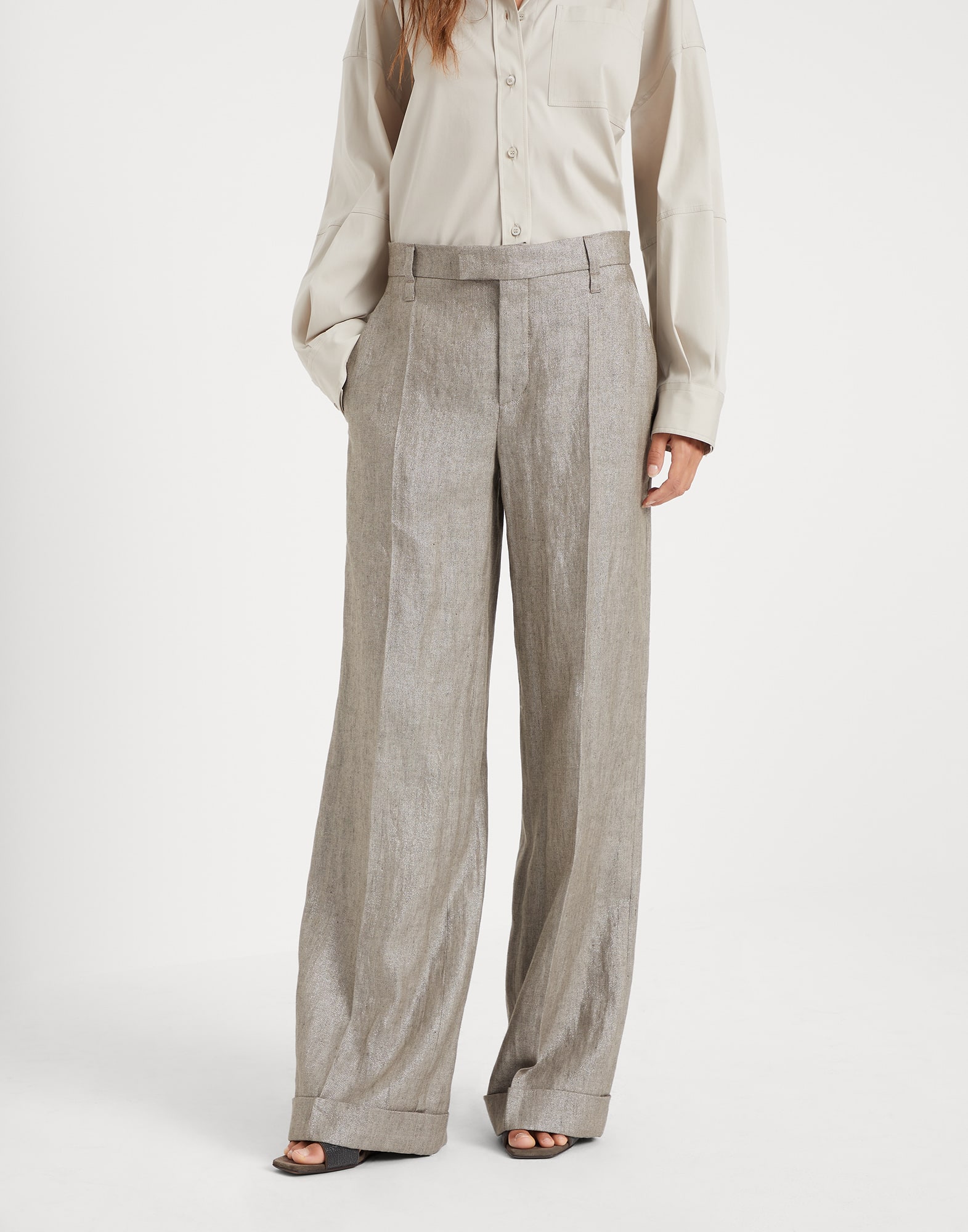 Loose Flared Trousers Brown Woman -
                        Brunello Cucinelli
                    