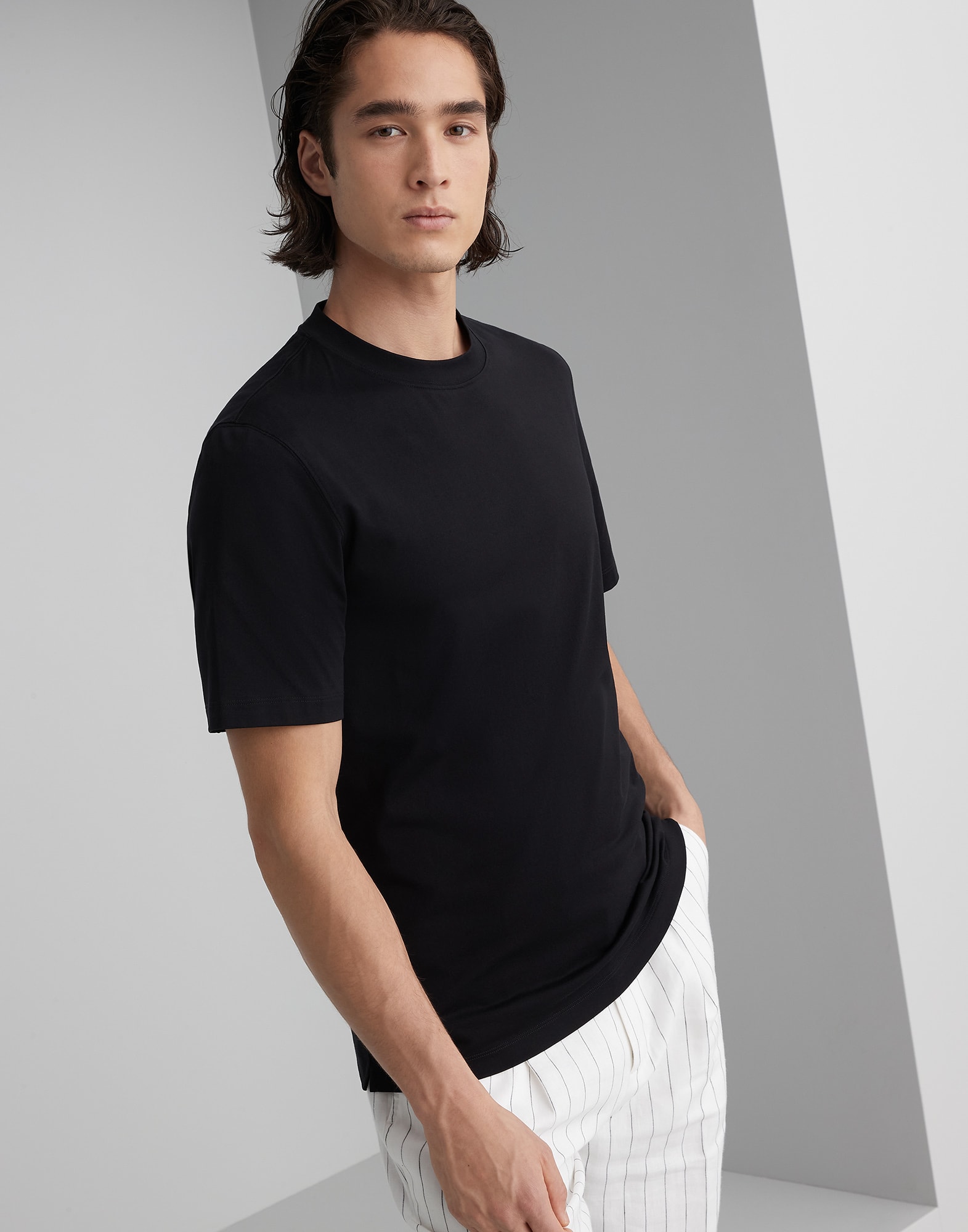 ジャージー Tシャツ ブラック メンズ -
                        Brunello Cucinelli
                    