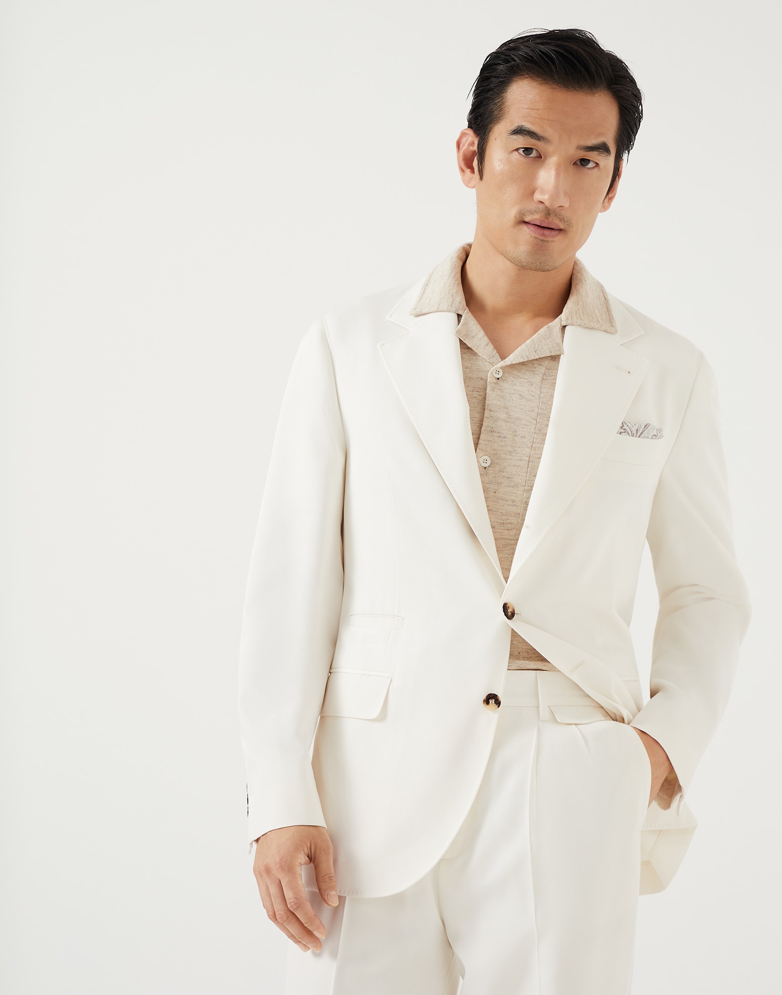 Бесподкладочный пиджак Белый с Сероватым Оттенком Мужчина - Brunello Cucinelli