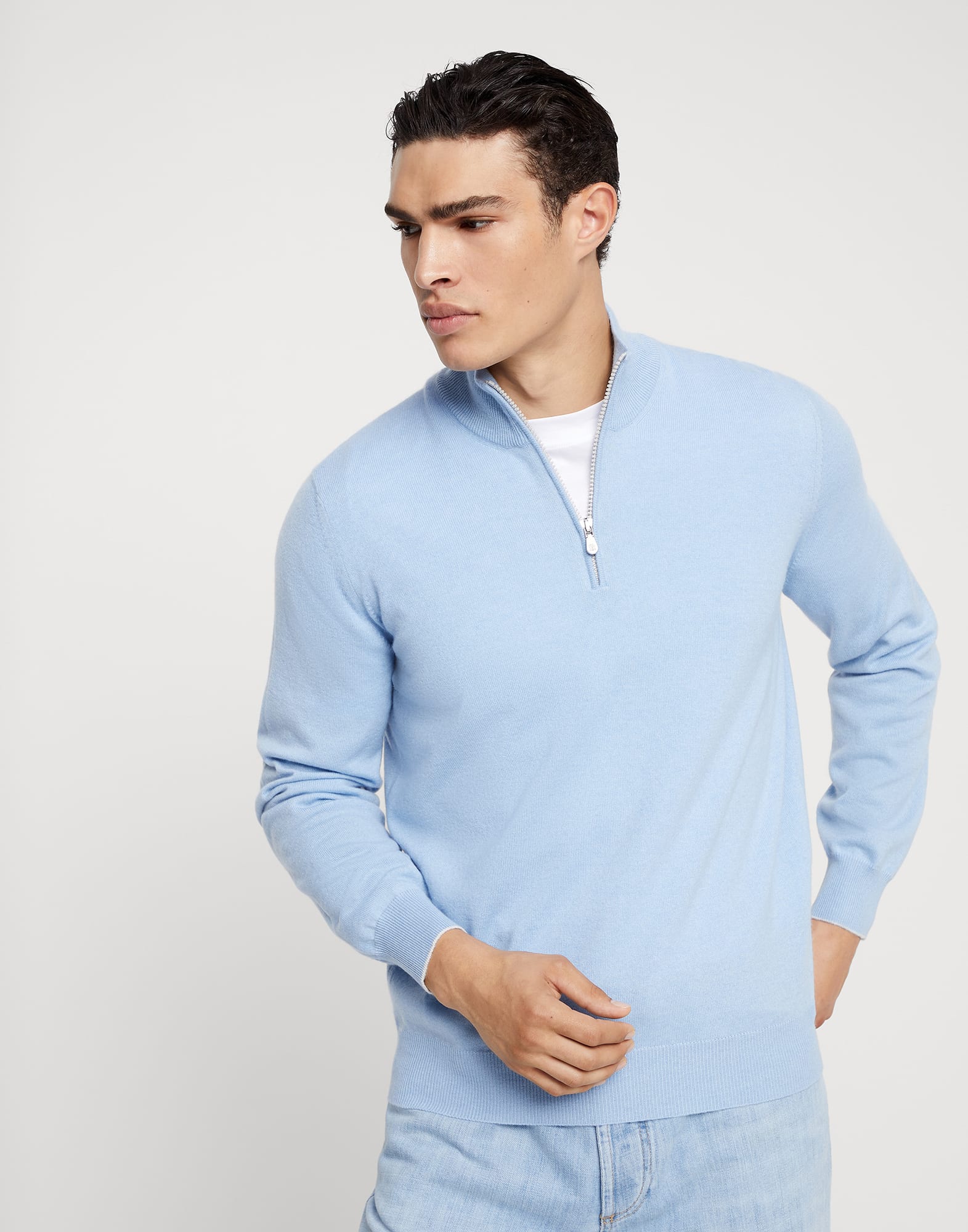 Cashmere sweater Sky Blue Man - Brunello Cucinelli