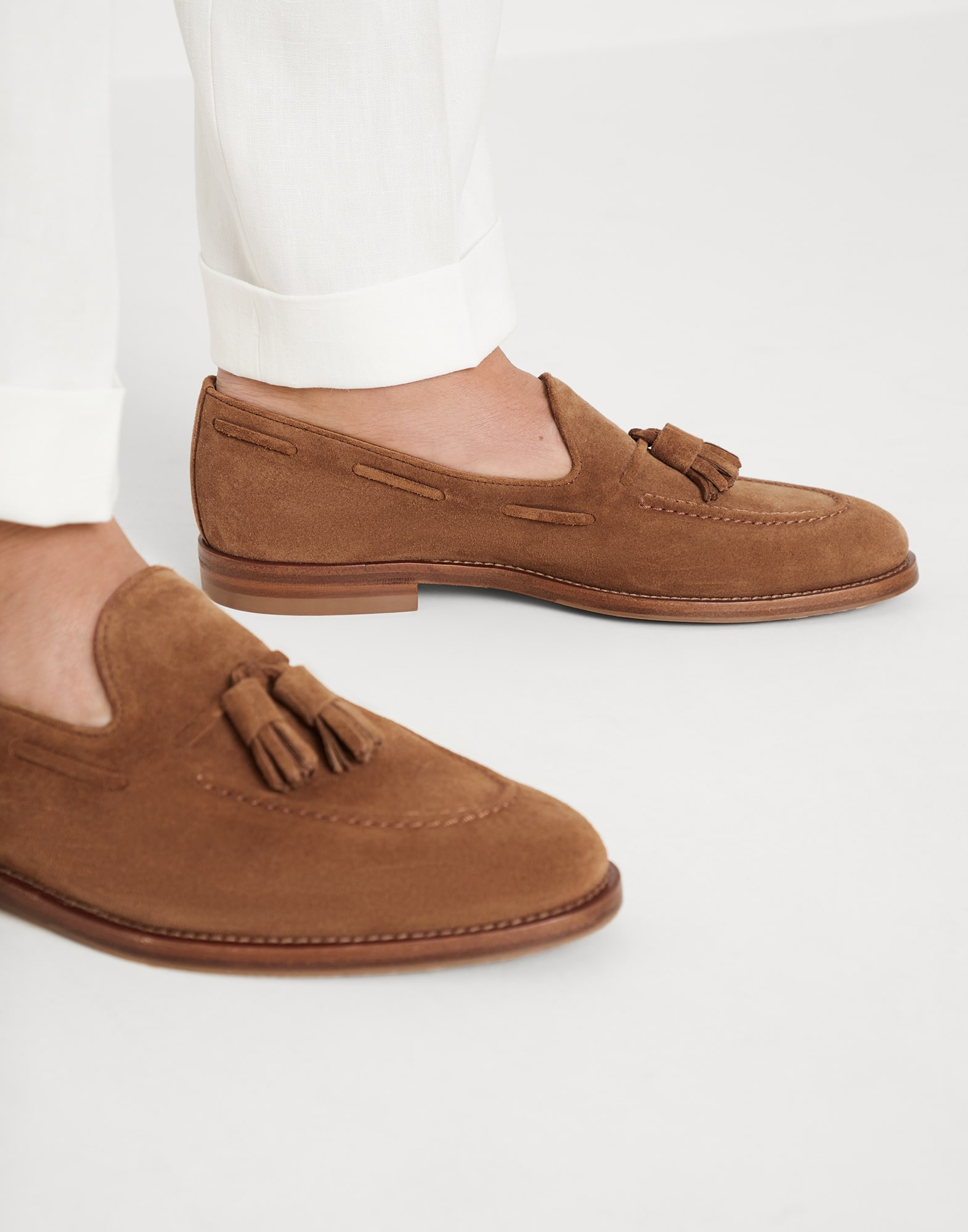 Brunello Cucinelli Bucked Leather Loafers In Neutrals, ModeSens