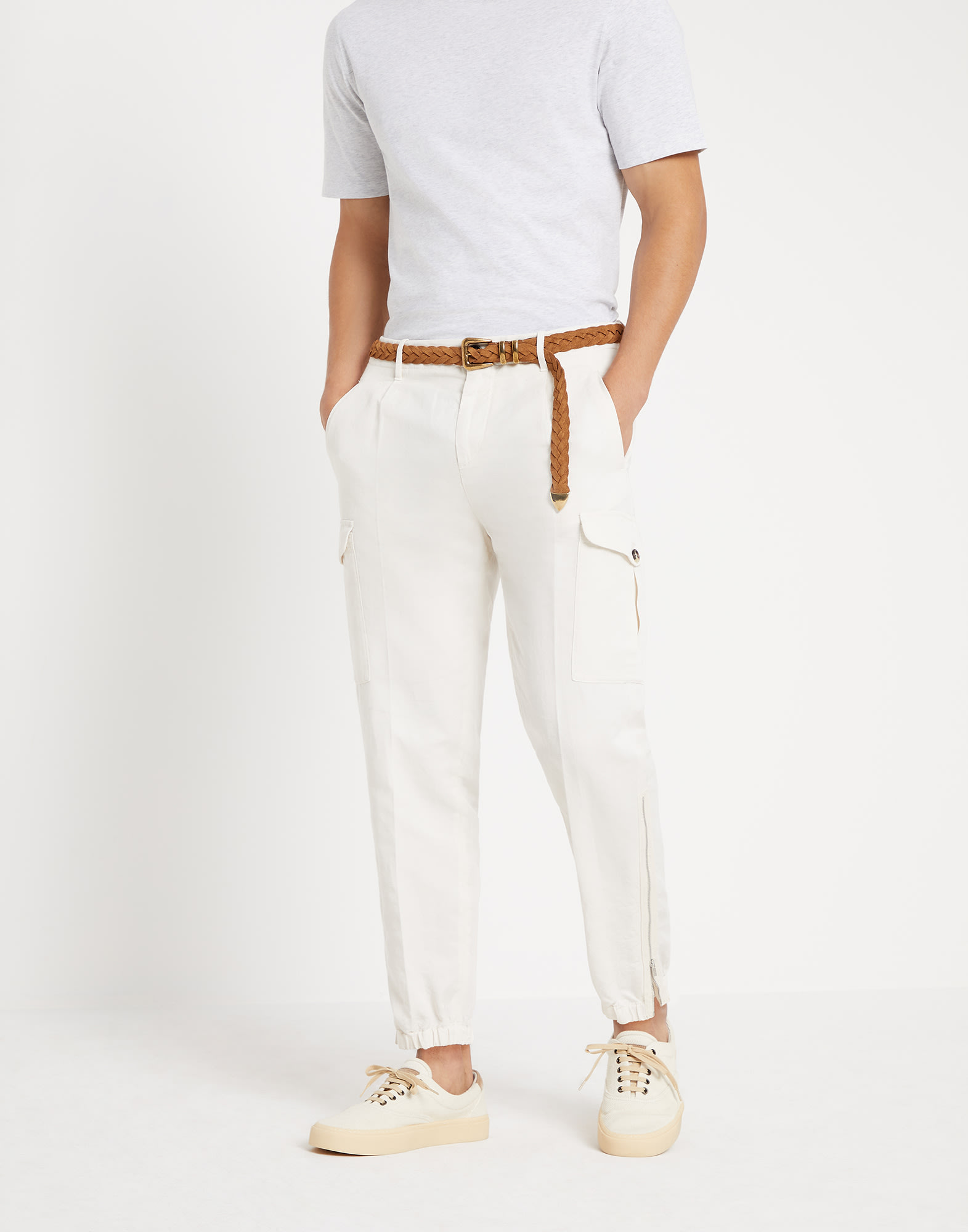 Pantalon coupe ergonomique Blanc Cassé Homme - Brunello Cucinelli