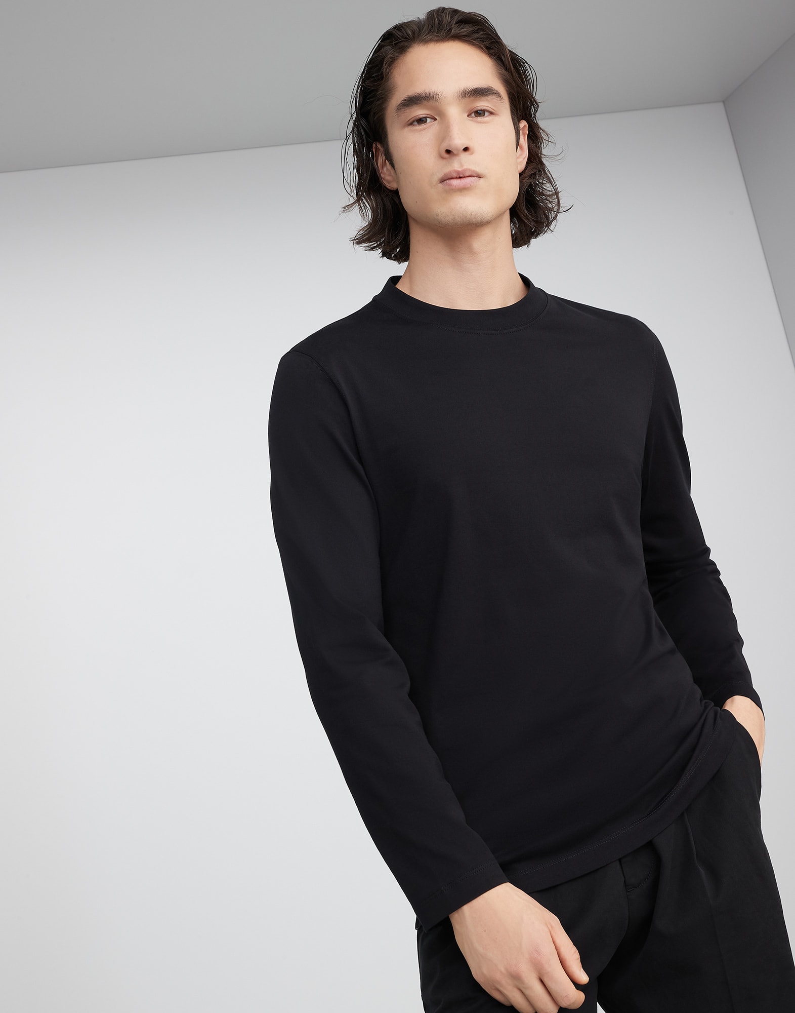 Long sleeve T-shirt Black Man -
                        Brunello Cucinelli
                    