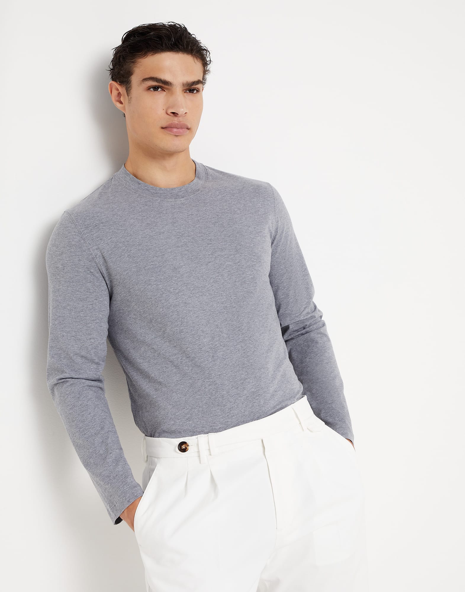 Brunello Cucinelli long-sleeve cotton shirt - Neutrals