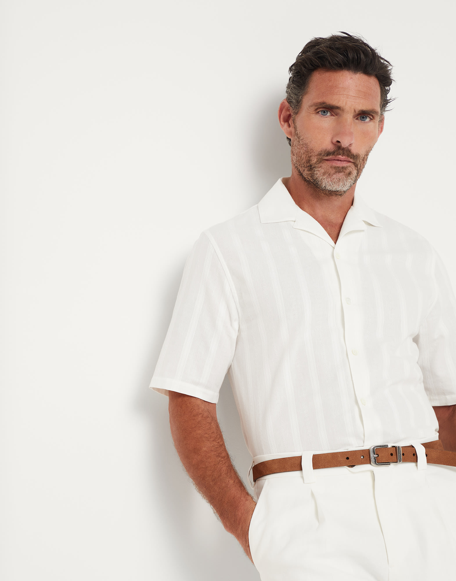 Рубашка свободного кроя Белый с Сероватым Оттенком Мужчина - Brunello Cucinelli