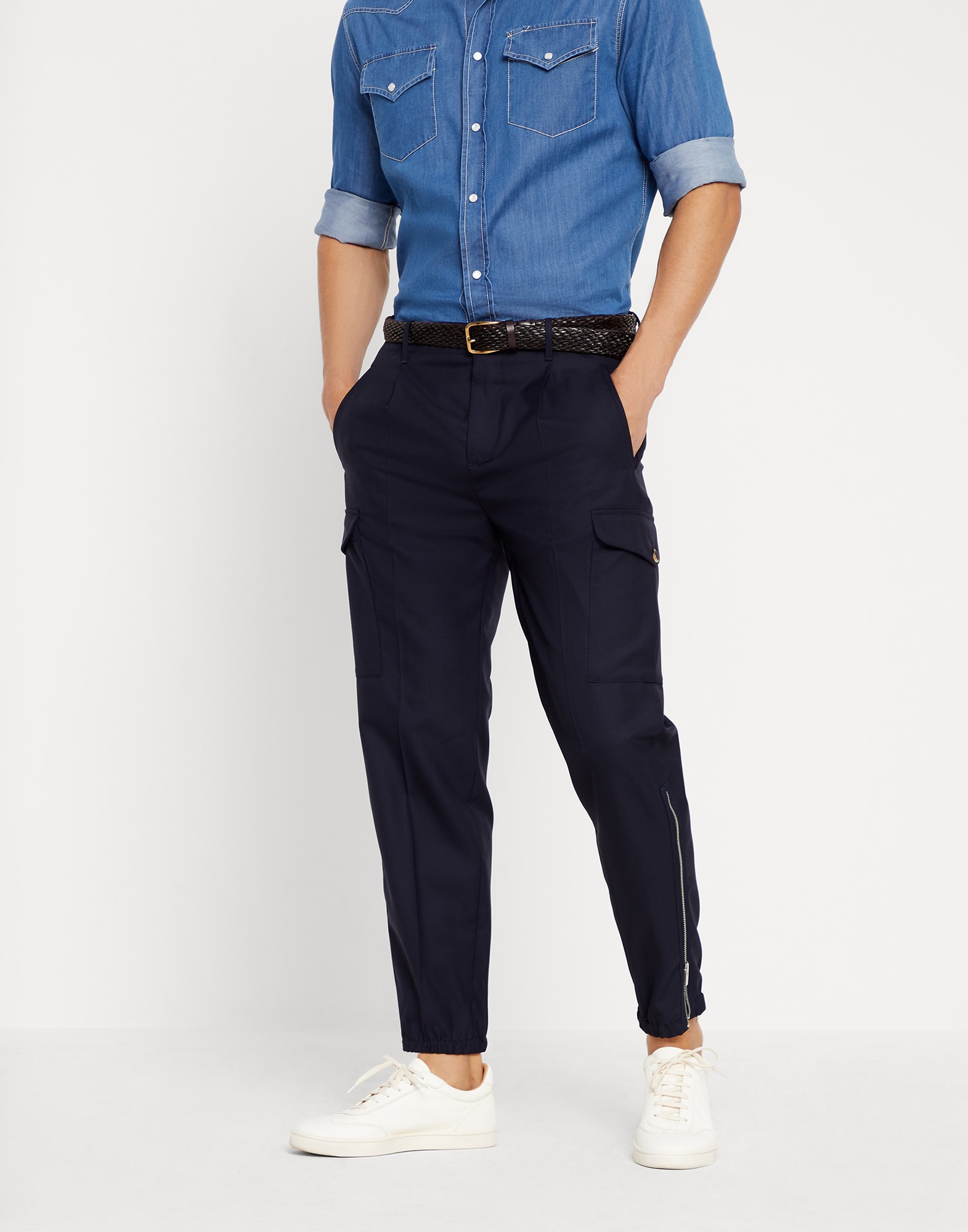 Ergonomic fit trousers Navy Blue Man - Brunello Cucinelli
